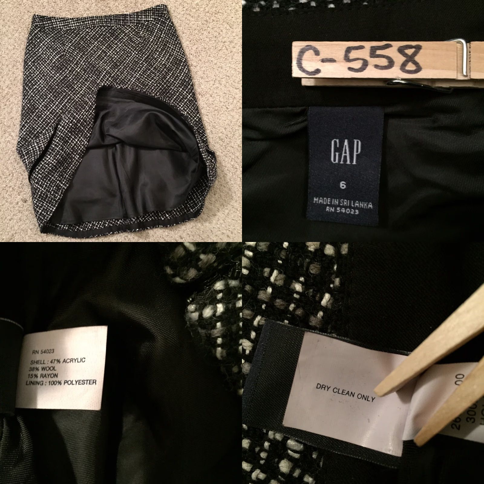 Gap Gap Skirt Women Size 6 Plaid Midi Trumpet Lined Black Gray Size 28" / US 6 / IT 42 - 8 Thumbnail