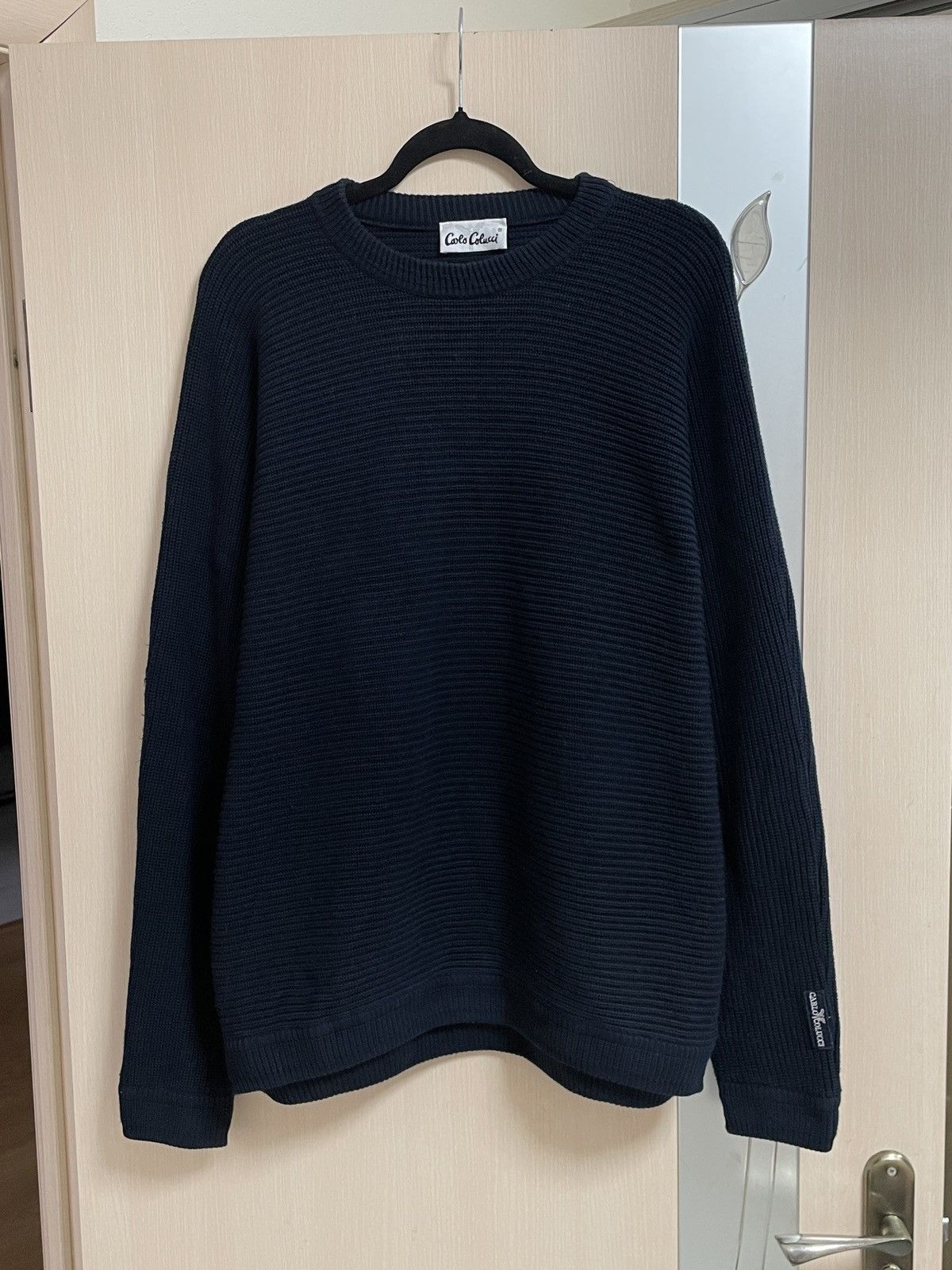 Carlo Colucci Vintage 90s Carlo Colucci Navy Blue Cotton Sweater Size XL Size US XL / EU 56 / 4 - 1 Thumbnail