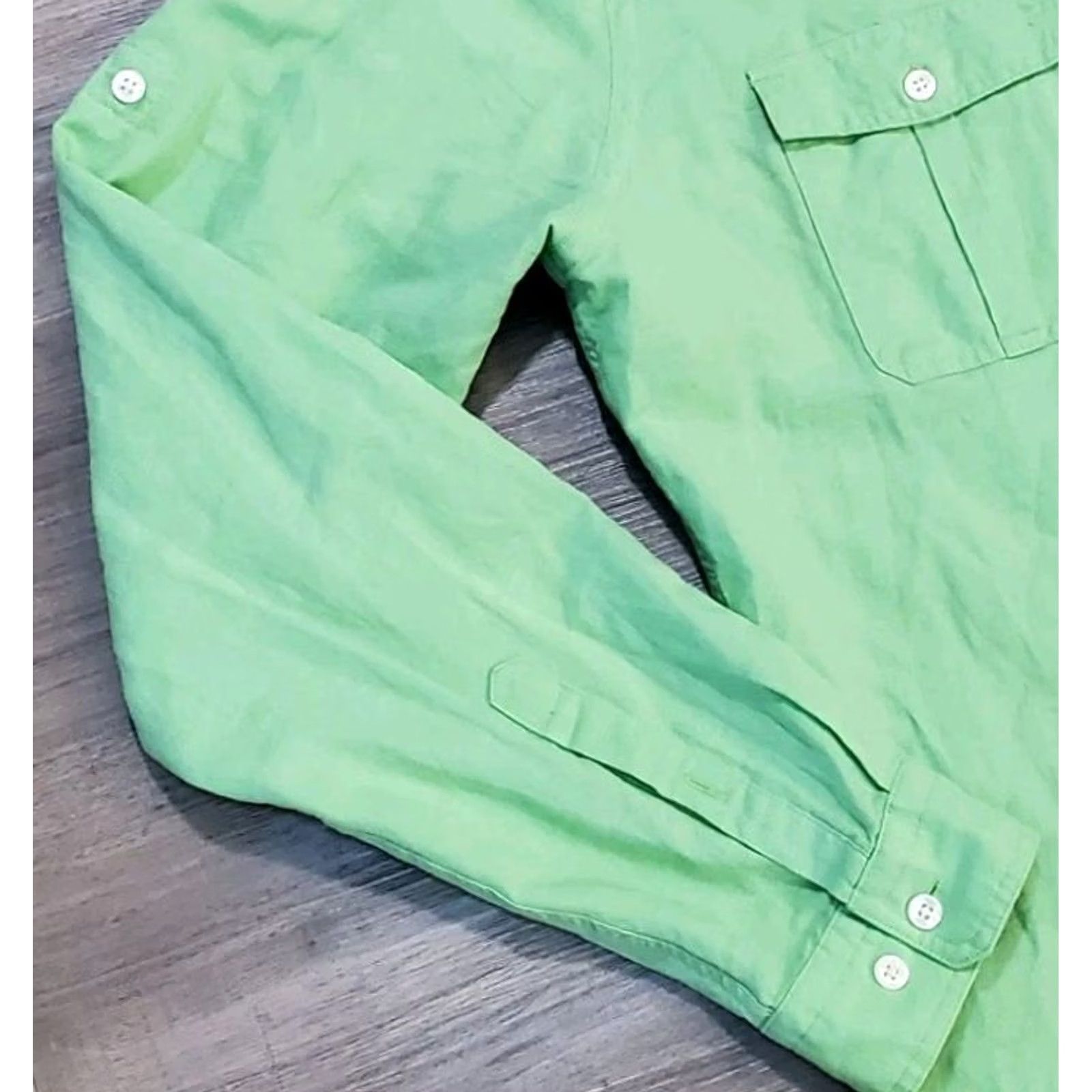 Express VINTAGE Express Shirt Sz M Bright Green Linen Button Down Mens Spring Easter Size US M / EU 48-50 / 2 - 4 Thumbnail