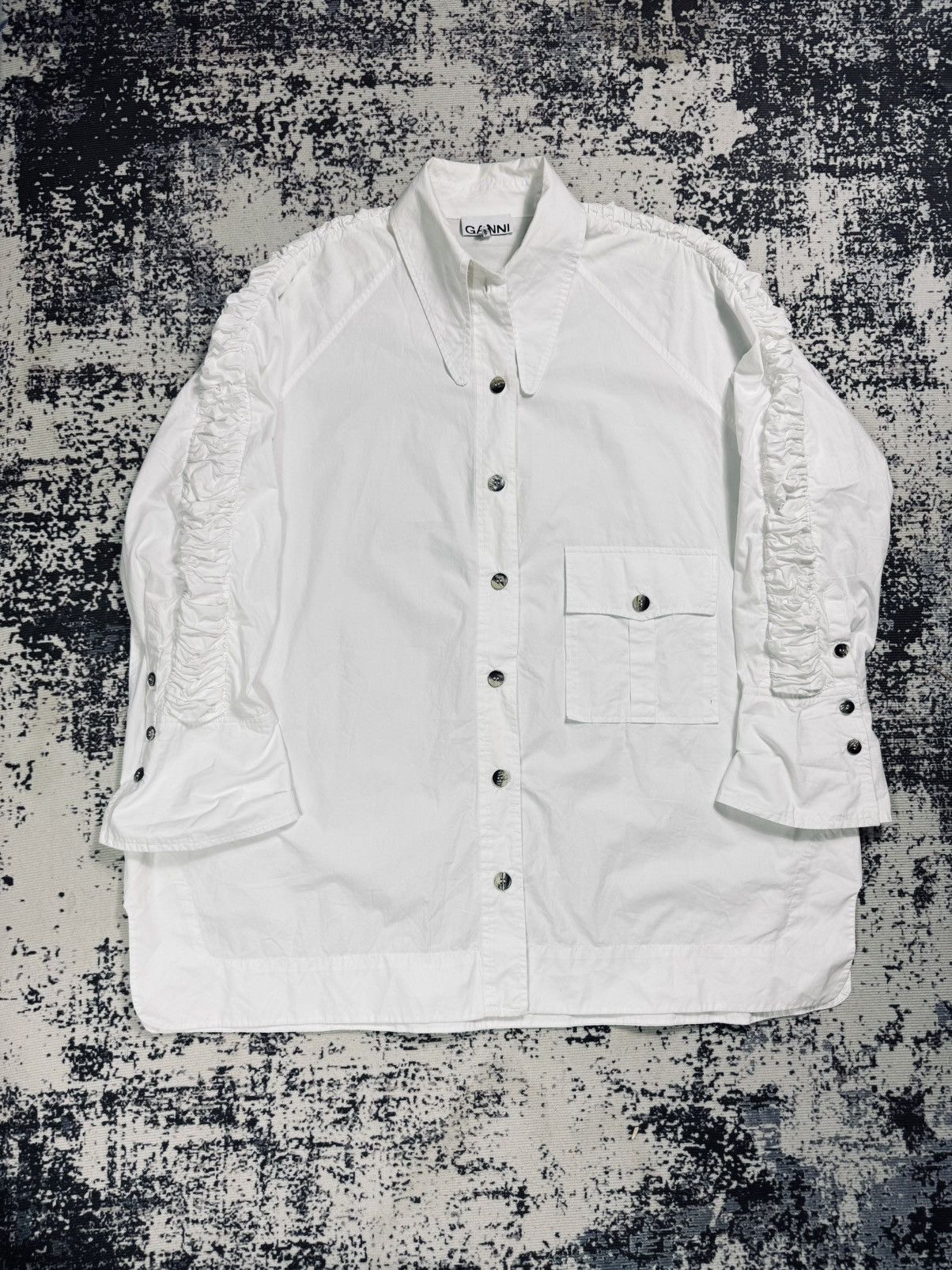 Designer × Gianni Valentino Ganni flara Shirt L XL White womens Size US XL / EU 56 / 4 - 1 Thumbnail