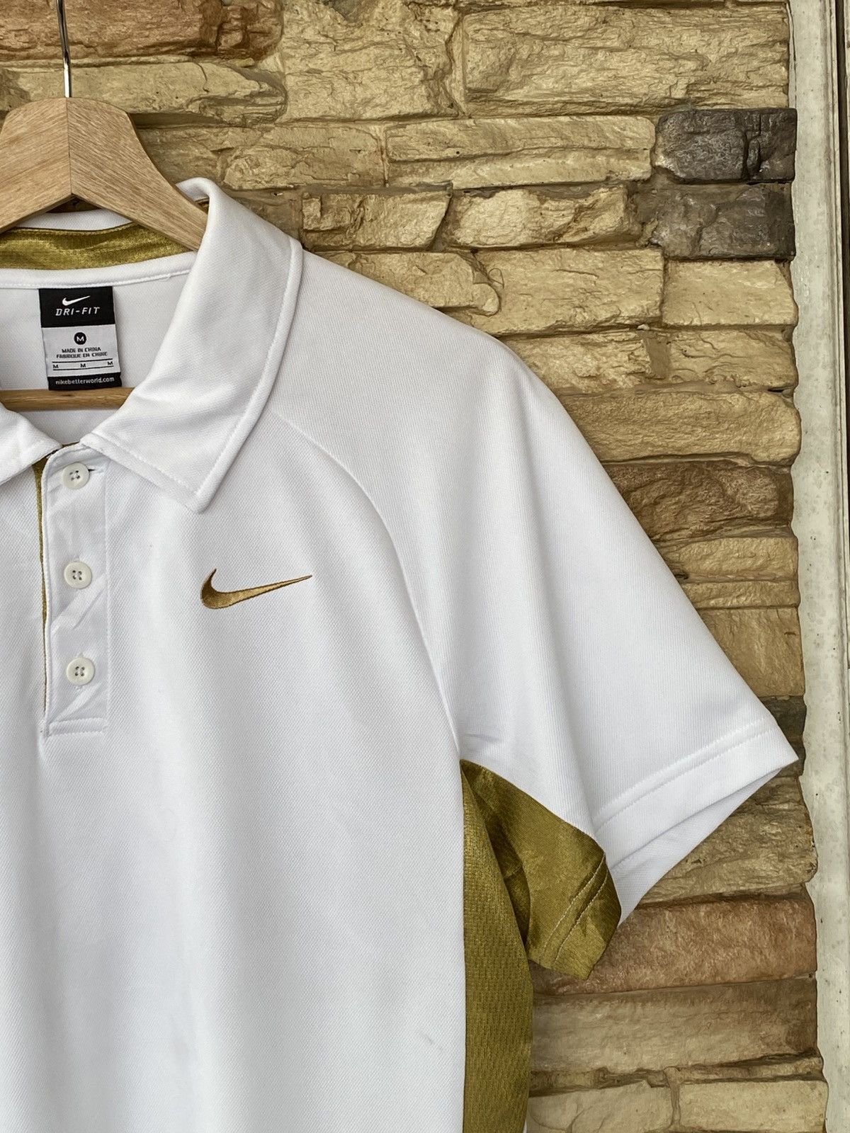 Nike Nike Dri-FIT Polo Shirt White Gold Jersey Size US M / EU 48-50 / 2 - 2 Thumbnail