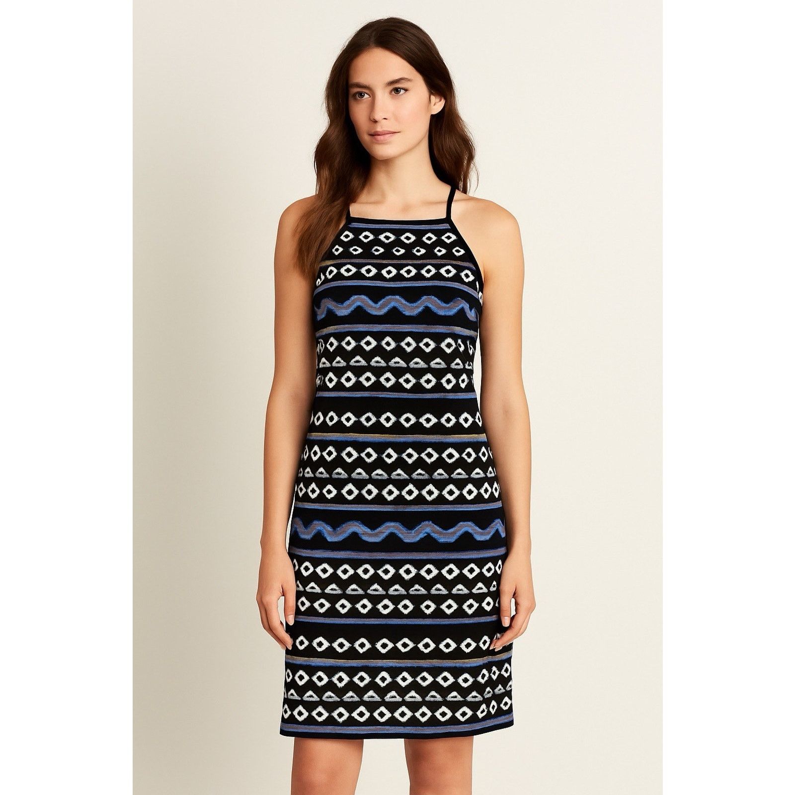 White House Black Market White House Black Market Size 10 Black Aztec Shift Dress Size L / US 10 / IT 46 - 10 Thumbnail