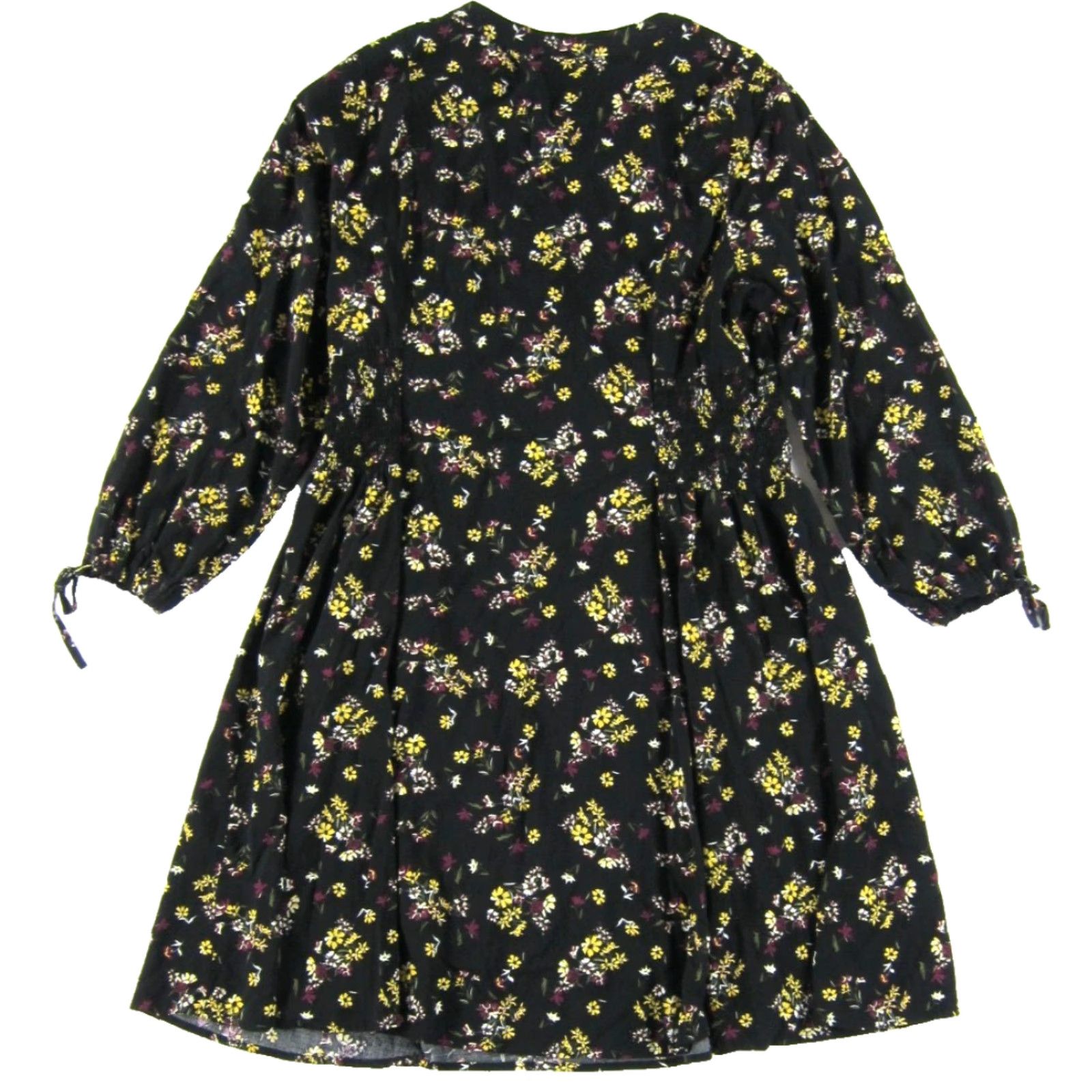 Torrid TORRID 100% Rayon Black Purple Yellow Floral Long Sleeve Tunic Smock Dress 1X Size XL / US 12-14 / IT 48-50 - 2 Thumbnail
