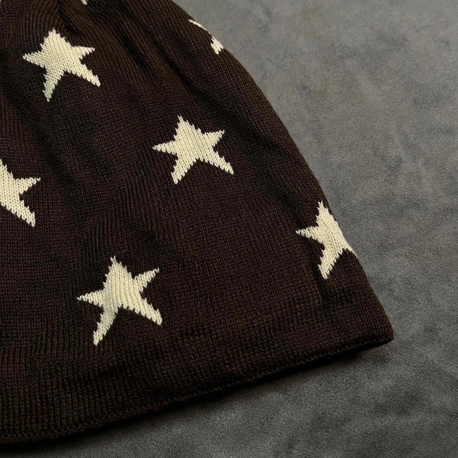 Japanese Brand Retro star fleece-lined knit hat – Cozy Knit Hat for Winter Size ONE SIZE - 3 Thumbnail