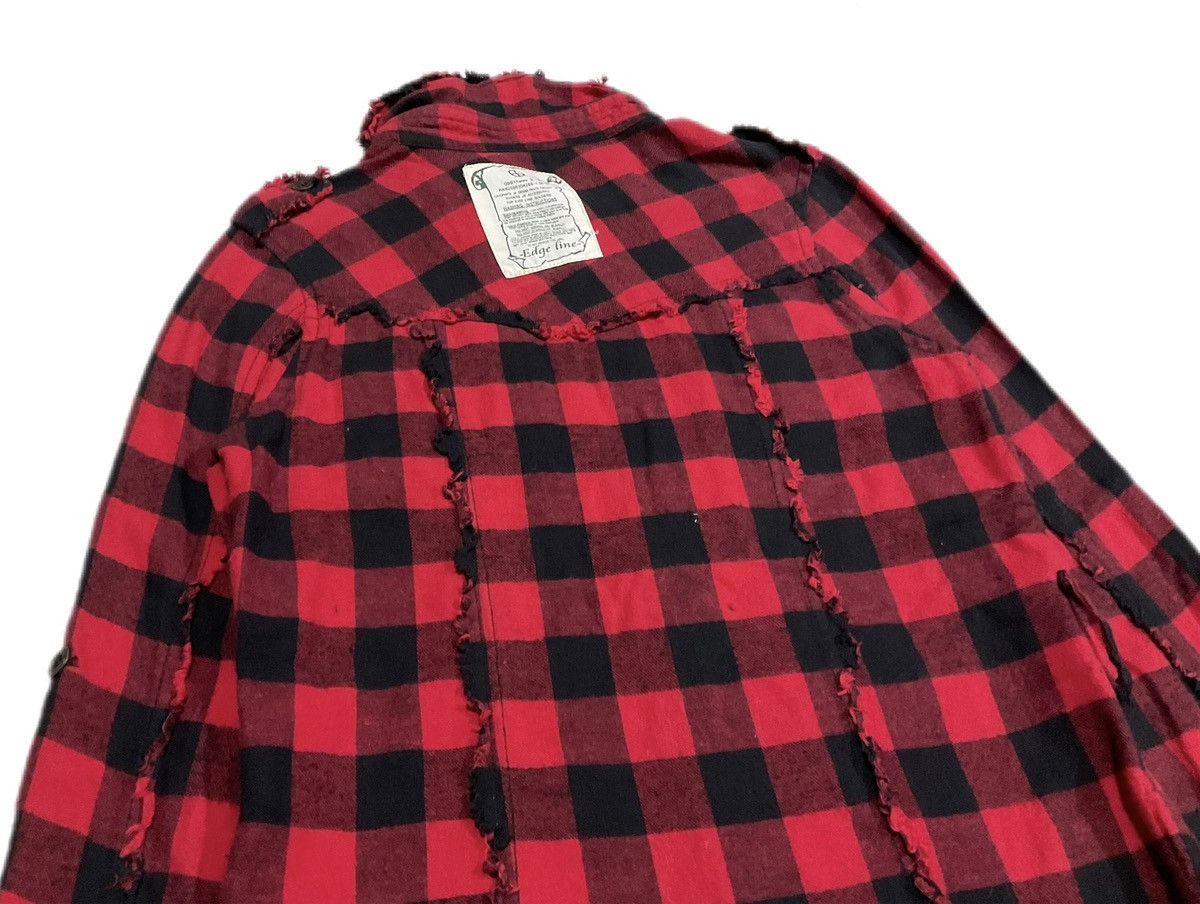 🔥Sick Y2K Edge Line Fringed Frayed Flannel Shirt