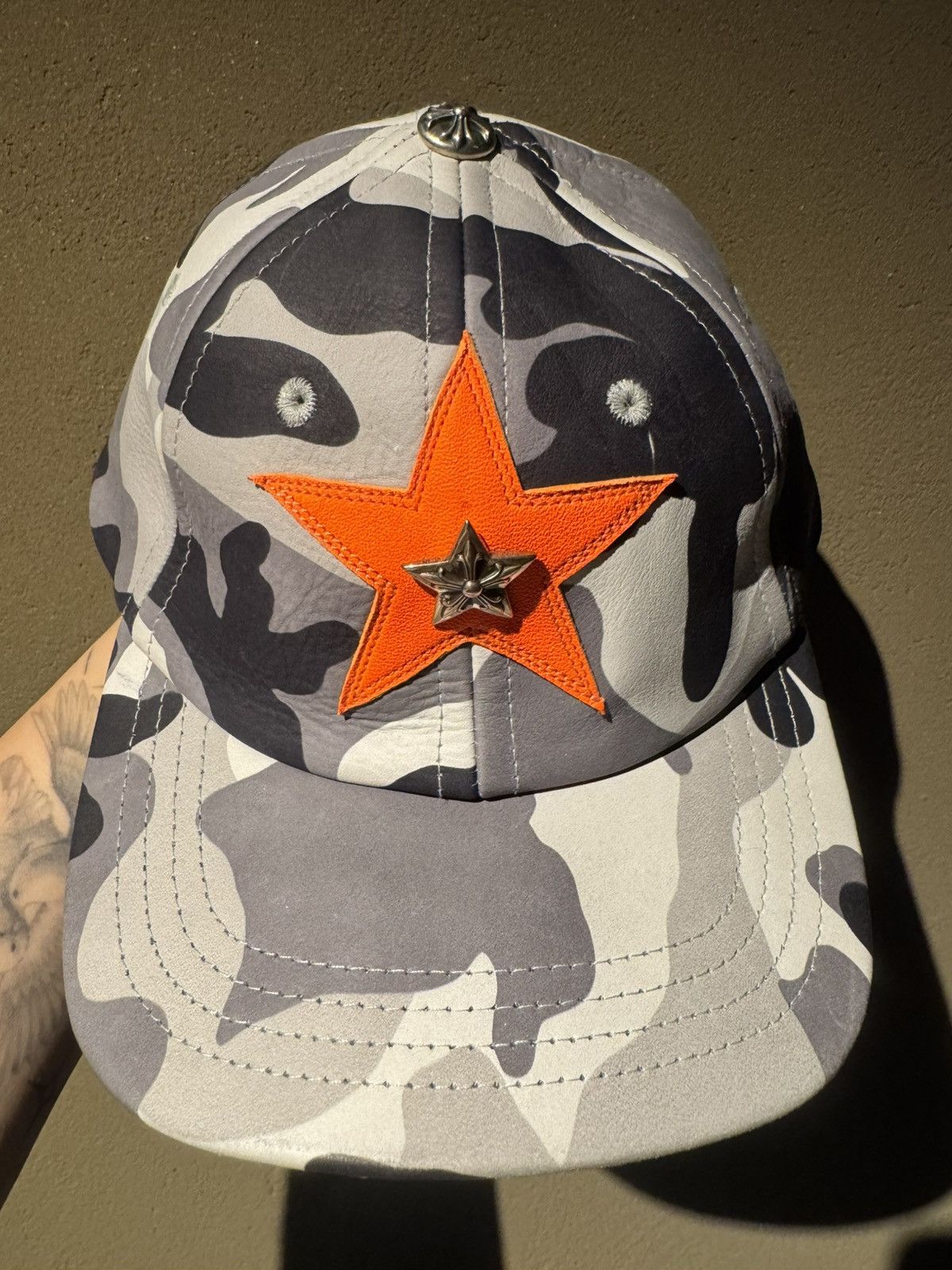 Chrome Hearts Chrome Hearts Camo Leather Cap Star Patch Hat Size ONE SIZE - 2 Thumbnail