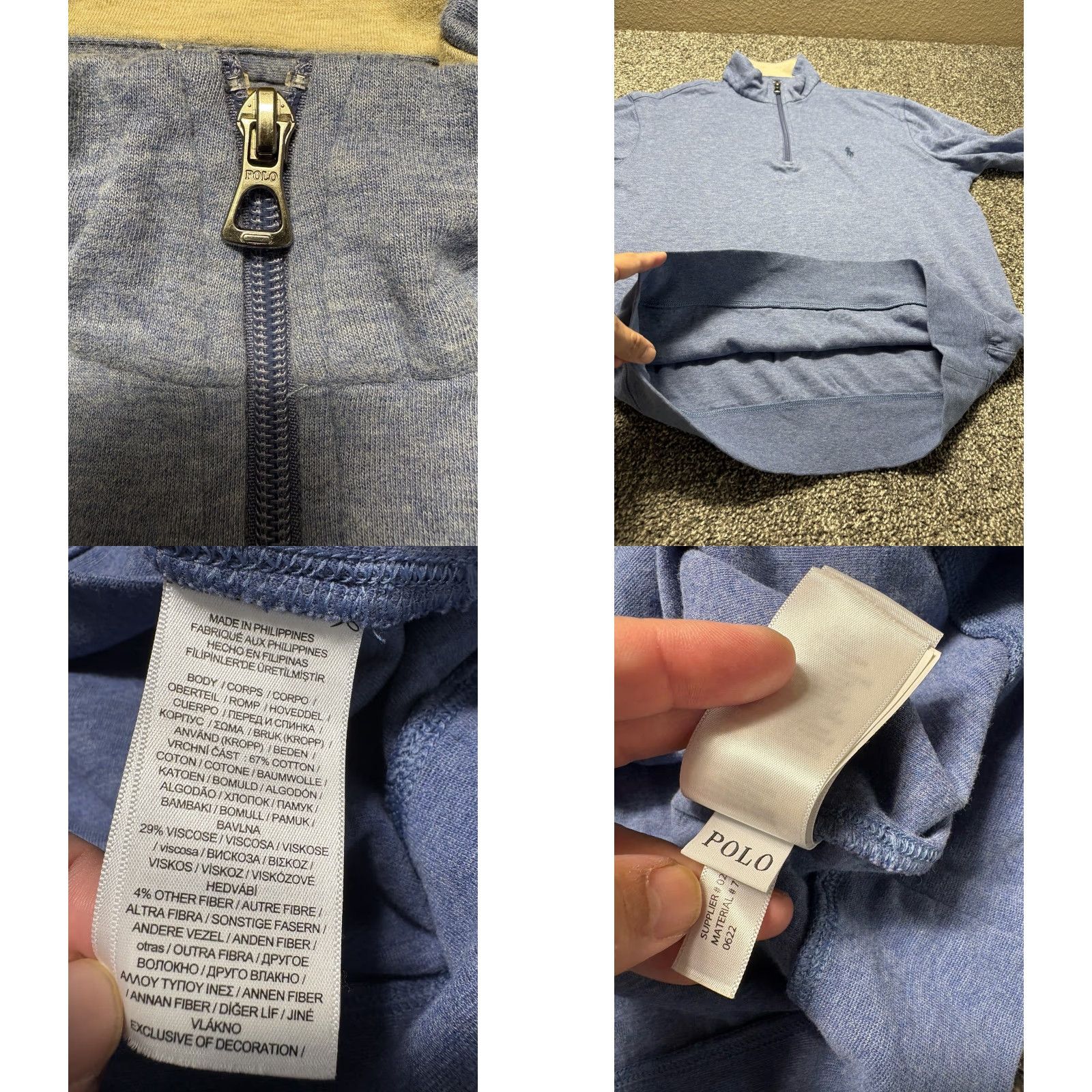 Polo Ralph Lauren Polo Ralph Lauren Sweater Quarter Zip Pullover Mens M Blue Cotton 1/4 Zip Pullover Mock Neck Knit Buttonless Logo Zipper Size US M / EU 48-50 / 2 - 8 Thumbnail