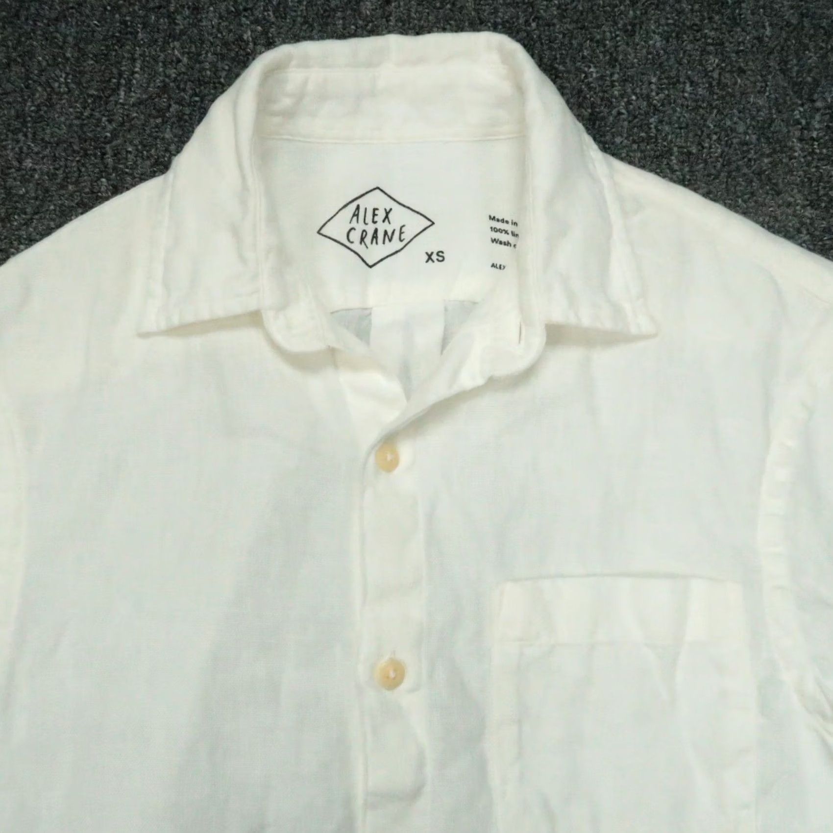 Vintage Alex Crane Shirt Mens XS White Short Sleeve Linen Camp Collar Button Up Size US XS / EU 42 / 0 - 2 Thumbnail