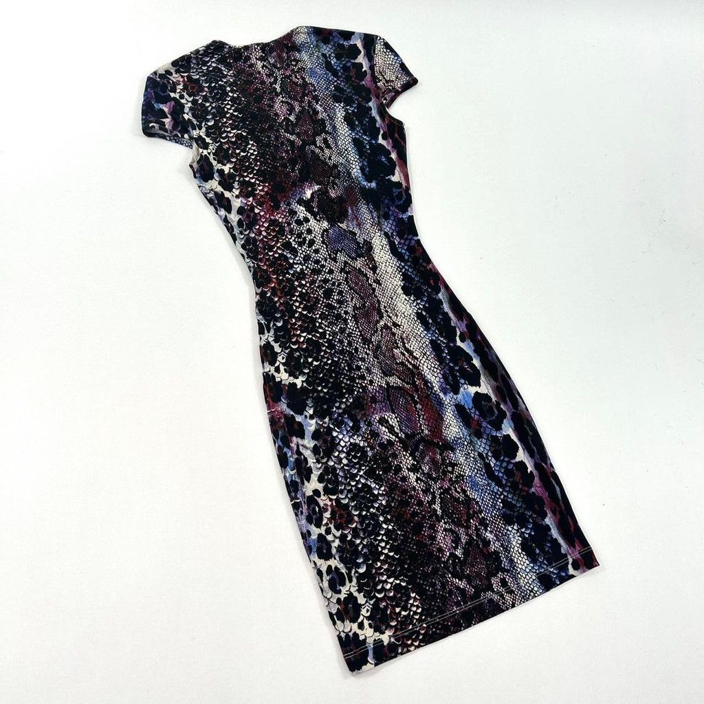 Cavalli animal print short sleeve bodycon dress
