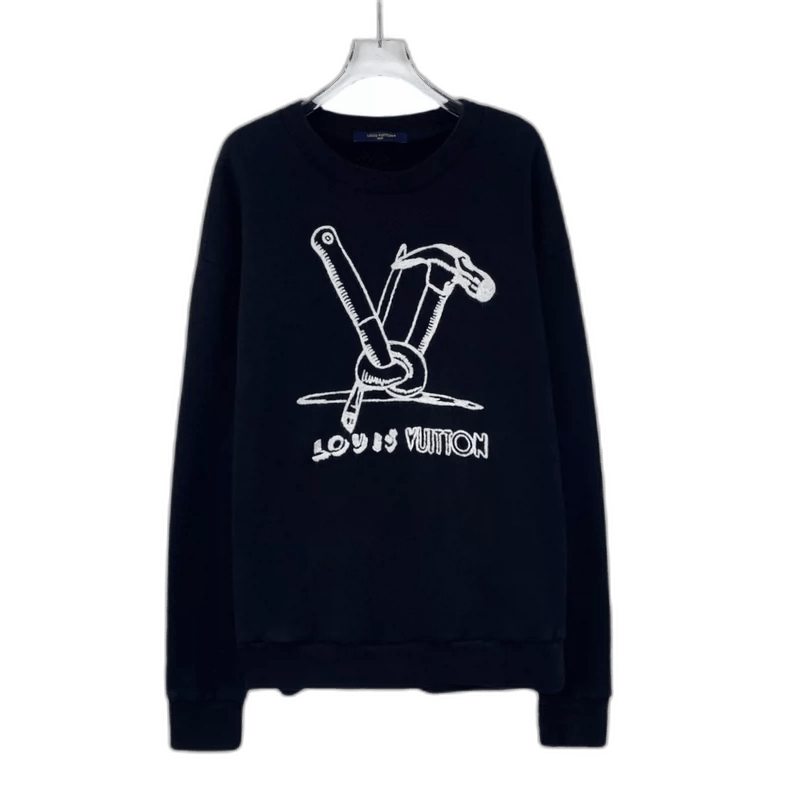 Louis Vuitton Louis Vuitton Black Logo Embroidered Sweatshirt Size US XL / EU 56 / 4 - 1 Thumbnail
