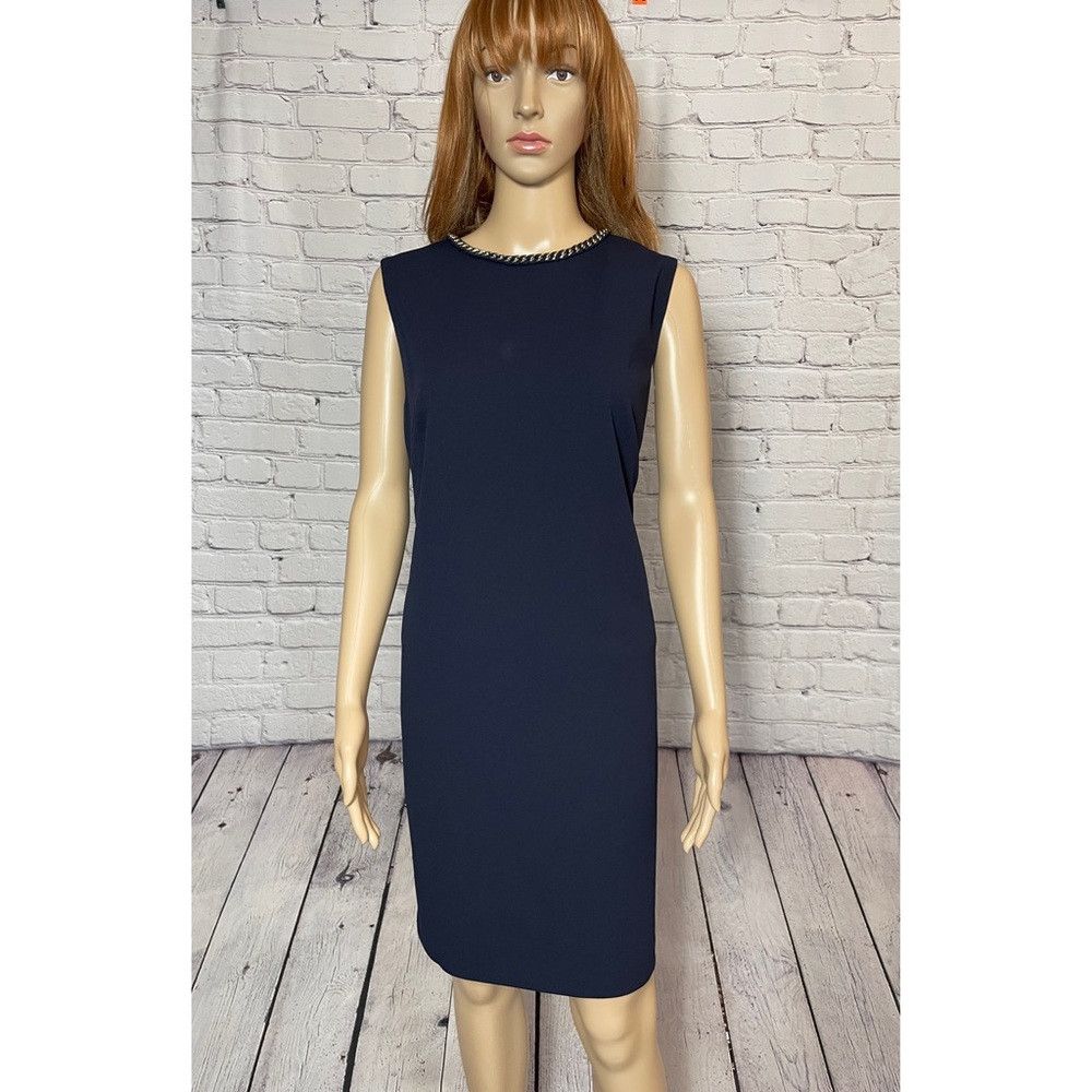 Ralph Lauren NWT New $135 Ralph Lauren Navy Sleeveless Chain Neck Dress Size XL / US 12-14 / IT 48-50 - 1 Thumbnail