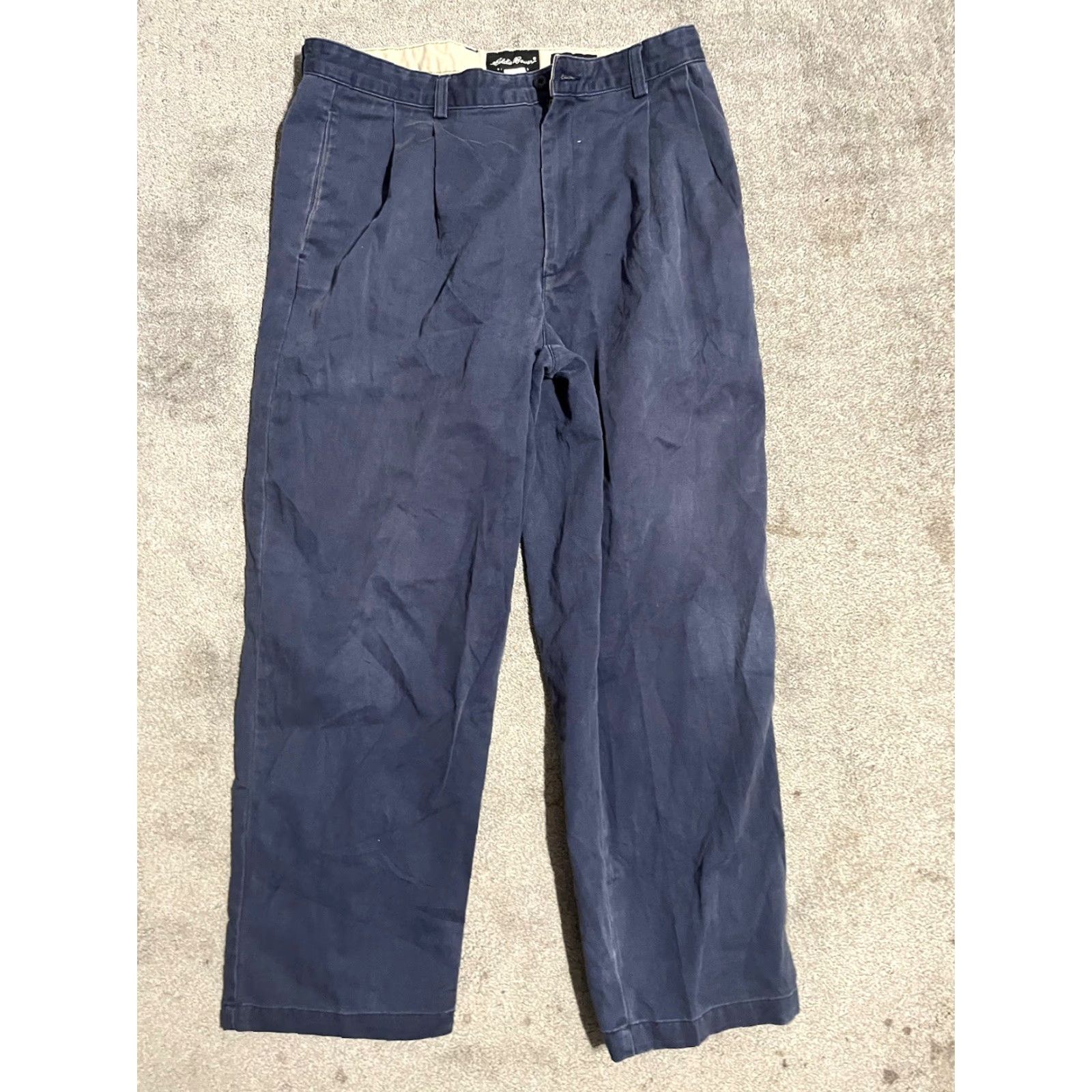 Eddie Bauer Eddie Bauer Pants Men's Navy Pleated Relaxed Fit 36x30 Chino Straight Logo Belt Loops Casual Modern Outdoor 36 Mens Size US 36 / EU 52 - 3 Thumbnail