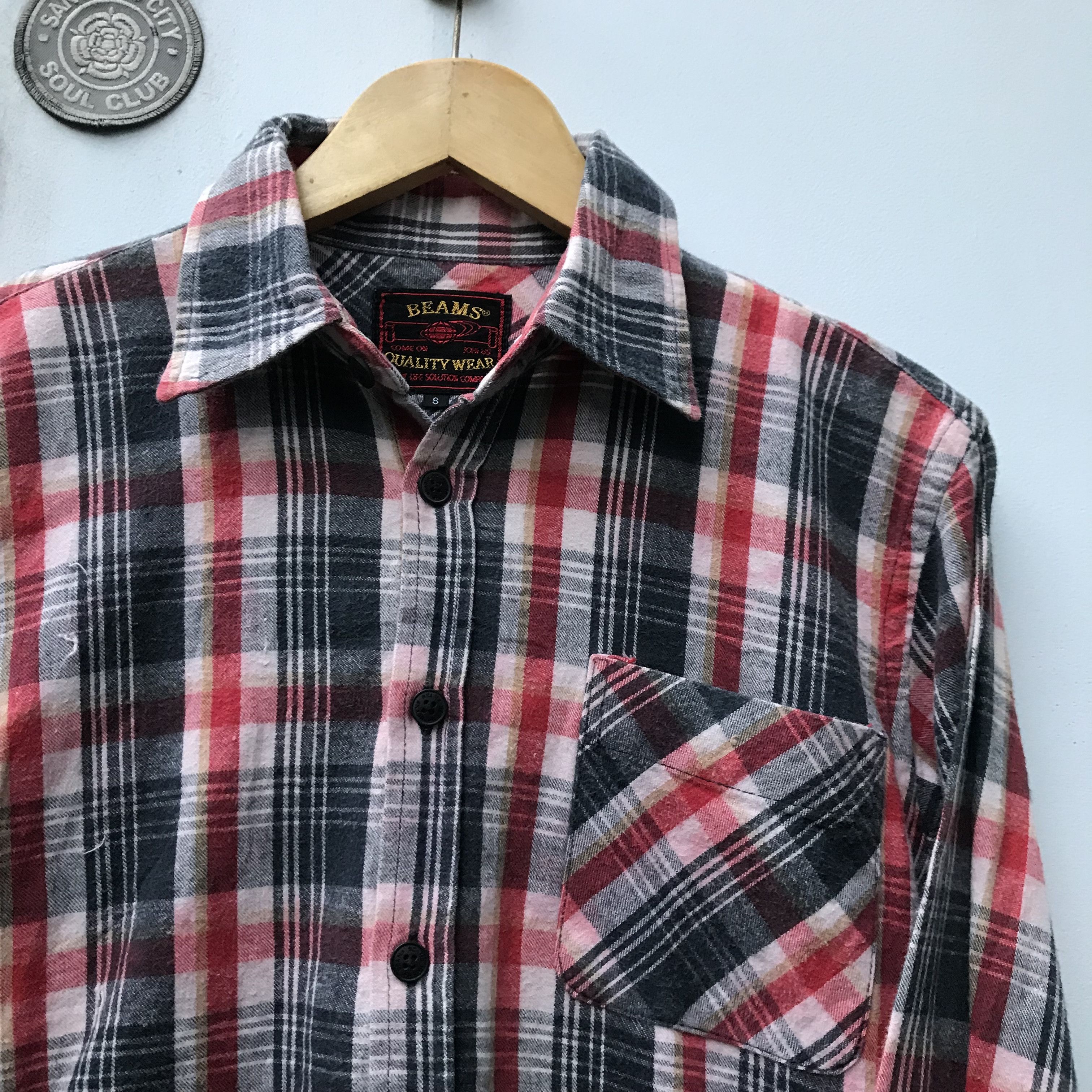 Beams Japan × Vintage Vintage Beams Heart Plaid Tartan Flannel Made in japan Size US S / EU 44-46 / 1 - 10 Thumbnail