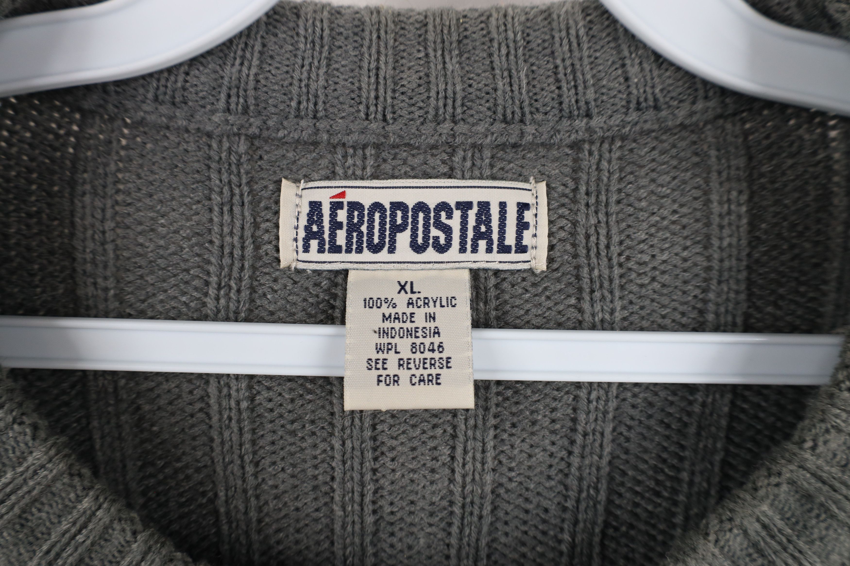 Aeropostale × Vintage Vintage 90s Y2K Aeropostale Chunky Ribbed Knit Sweater Gray Size US XL / EU 56 / 4 - 7 Thumbnail