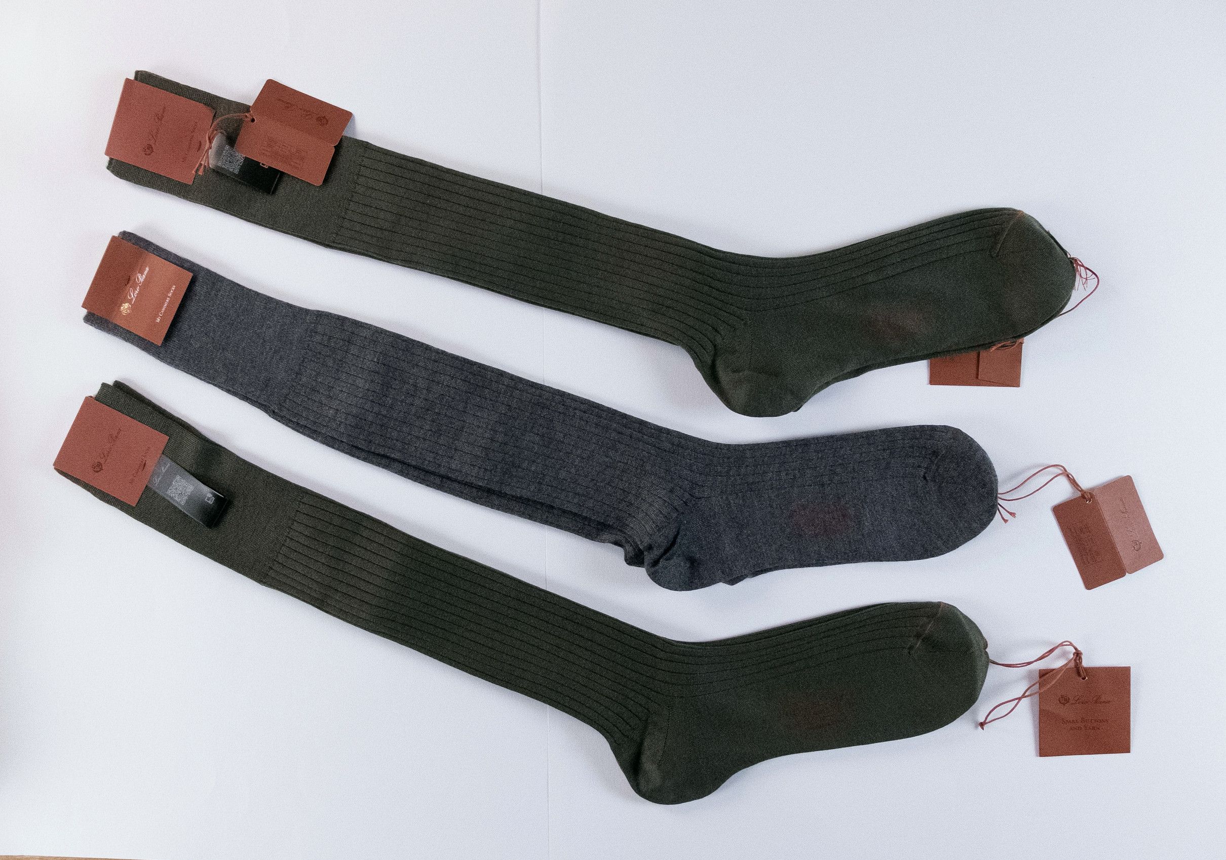 Loro Piana 3 pairs LORO PIANA green gray cashmere long socks Medium Size ONE SIZE - 1 Thumbnail