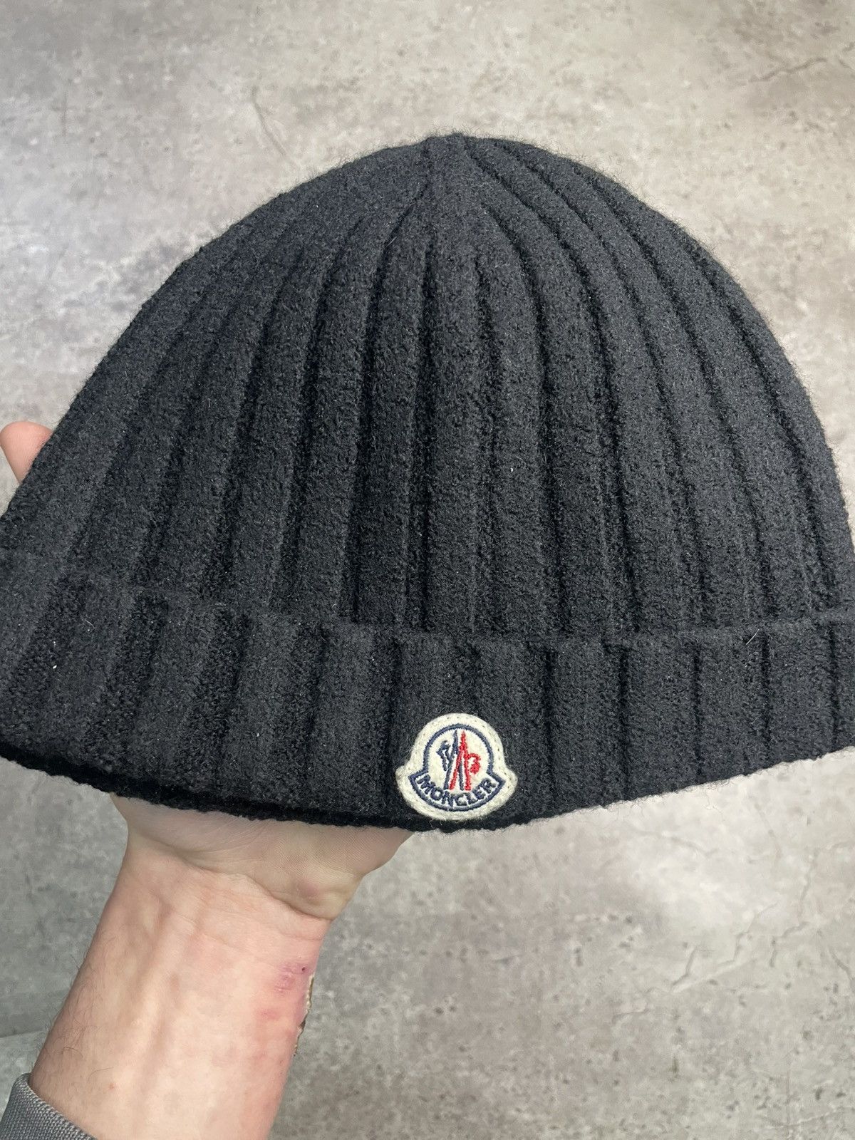Moncler Moncler Wool Beanie Hat Black – Men’s Winter Knit Logo Hat Size ONE SIZE - 2 Thumbnail