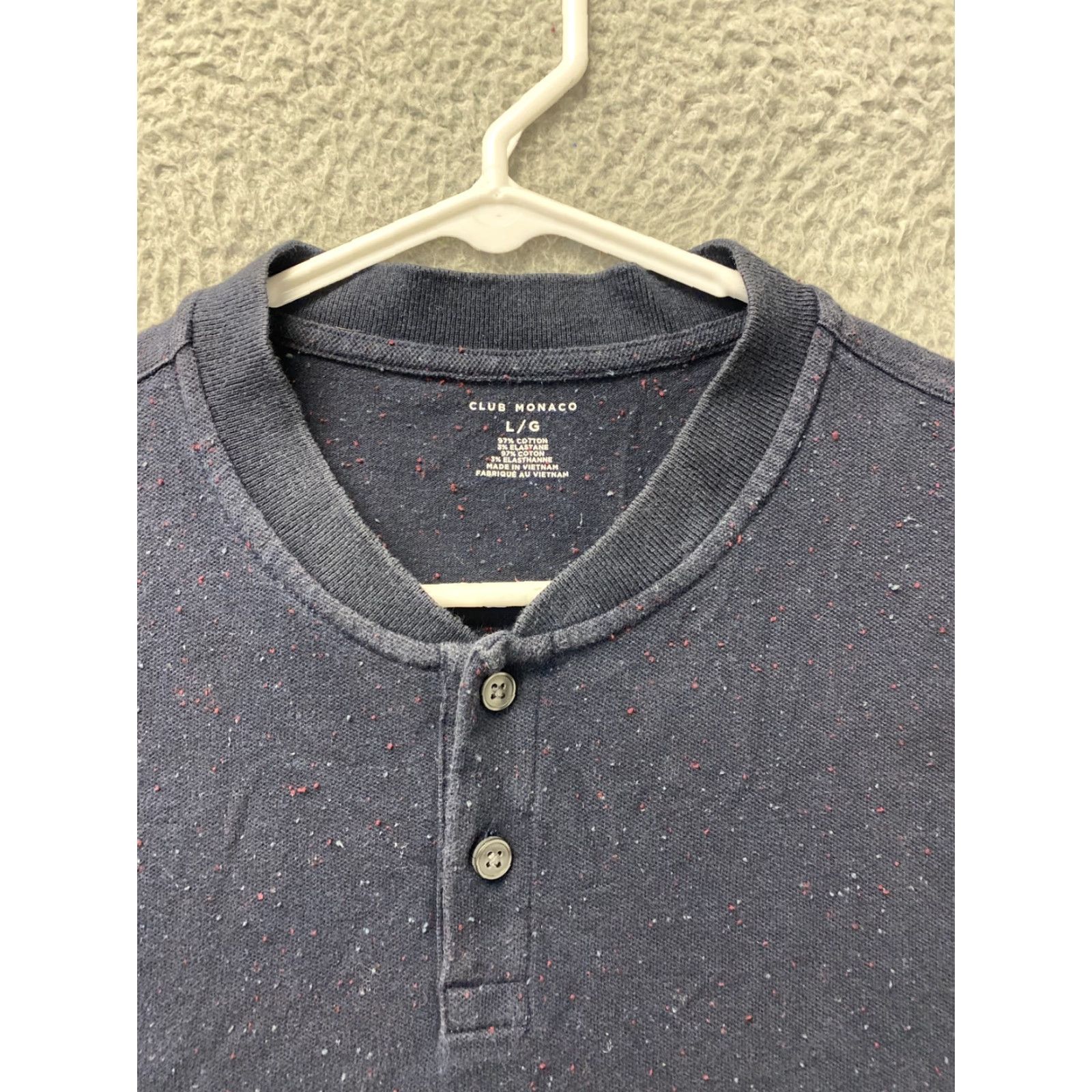 Club Monaco CLUB MONACO Men's Polo Shirt Large Blue Red Short Sleeve Button Cotton Size US L / EU 52-54 / 3 - 3 Thumbnail