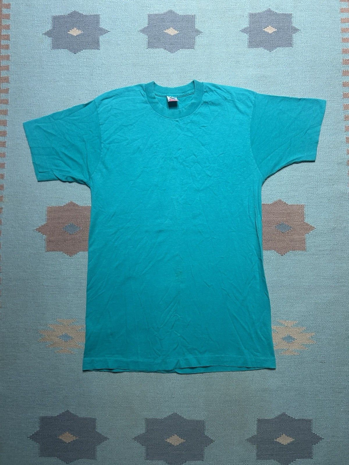 Vintage VTG 90s blank t shirt fruit of loom teal turquoise cotton L Size US L / EU 52-54 / 3 - 1 Thumbnail