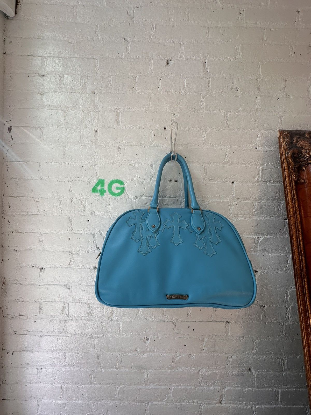Chrome Hearts CHROME HEARTS XL LEATHER CROSS TURQUOISE TRAVEL DUFFLE BAG Size ONE SIZE - 12 Thumbnail