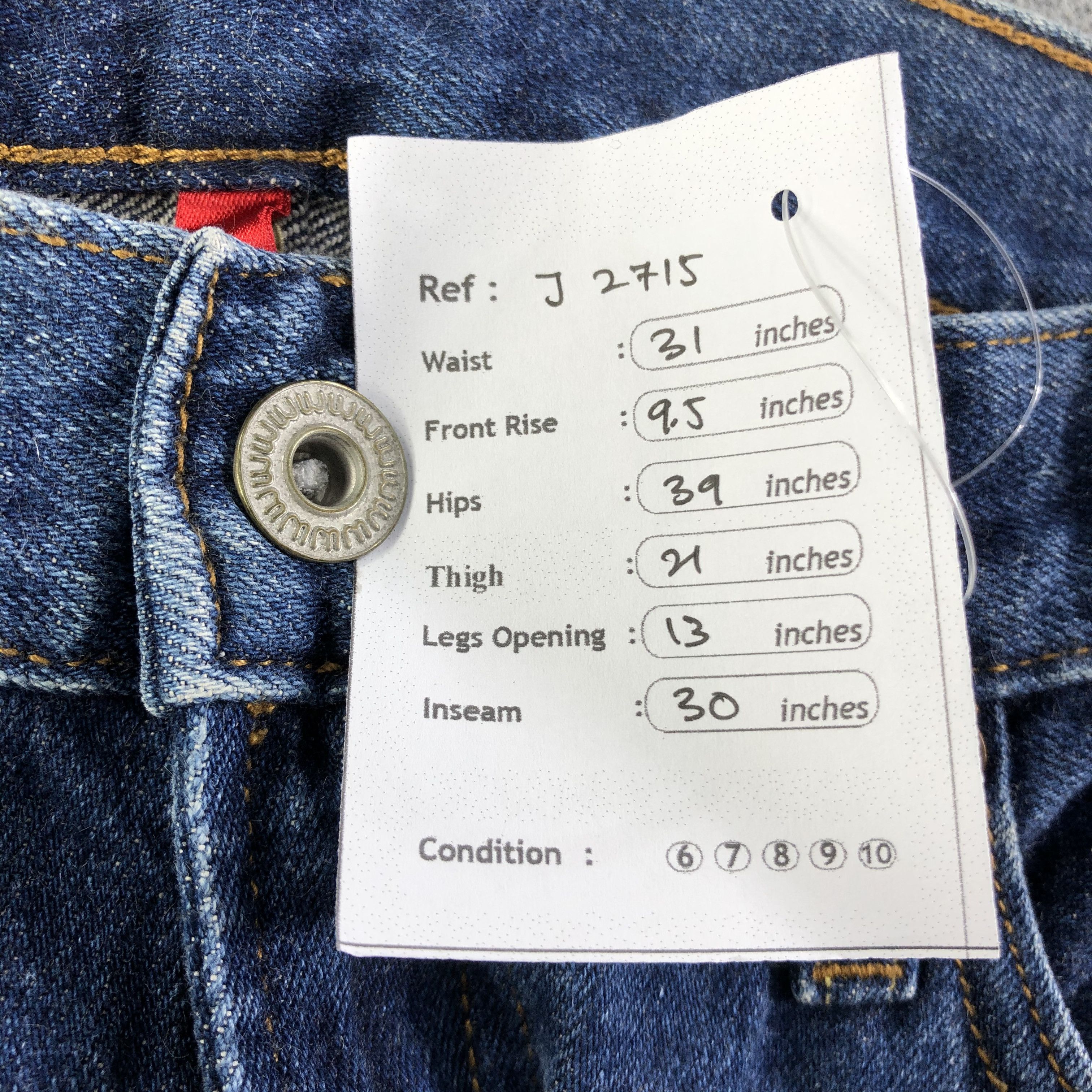 Japanese Brand Blue Wash Uniqlo Jeans Straight Redline Denim -J2715 Size US 31 - 11 Thumbnail