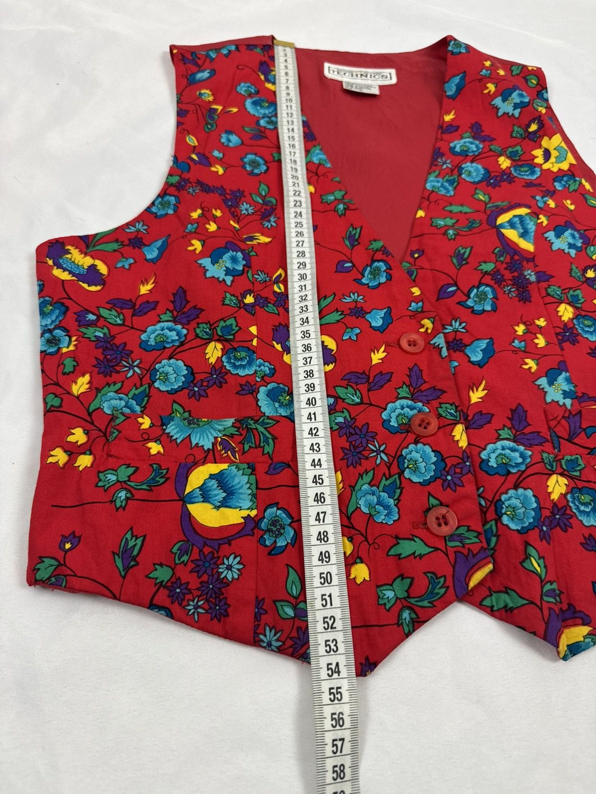 Other Vintage 80’s TECHNICS Floral Waistcoat - Vibrant Boho Style Size M / US 6-8 / IT 42-44 - 9 Thumbnail