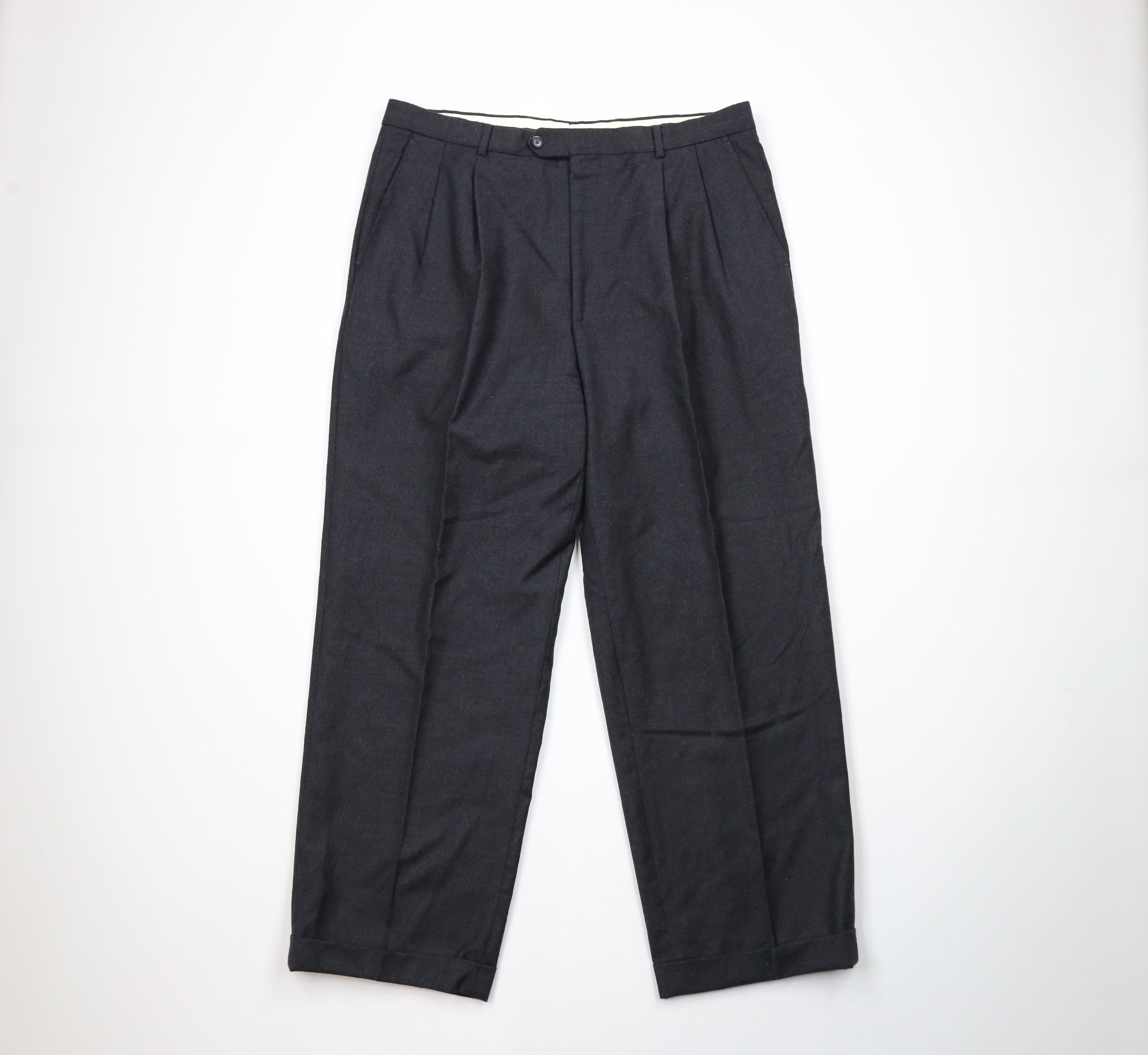 Vintage Vintage 90s Streetwear Pleated Cuffed Wide Leg Pants Size US 36 / EU 52 - 1 Thumbnail