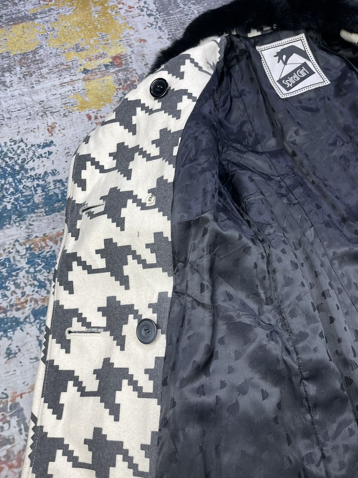 Japanese Brand Spiral Girl Houndstooth Print Double Breasted Coats Size S / US 4 / IT 40 - 11 Thumbnail