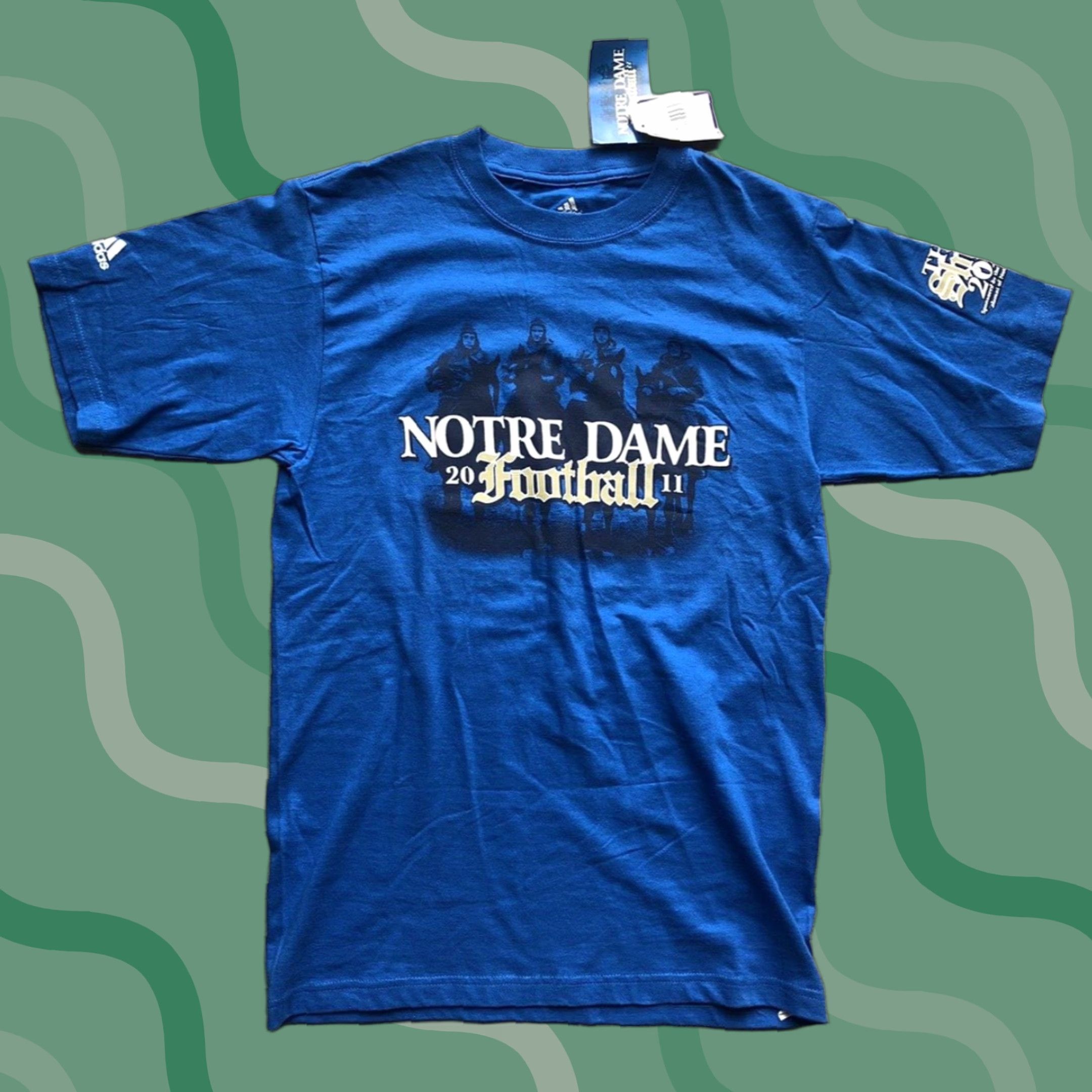 Adidas Notre Dame 2011 Football Adidas Mens SMALL T Shirt Blue Short Sleeve NWT Size US S / EU 44-46 / 1 - 1 Thumbnail