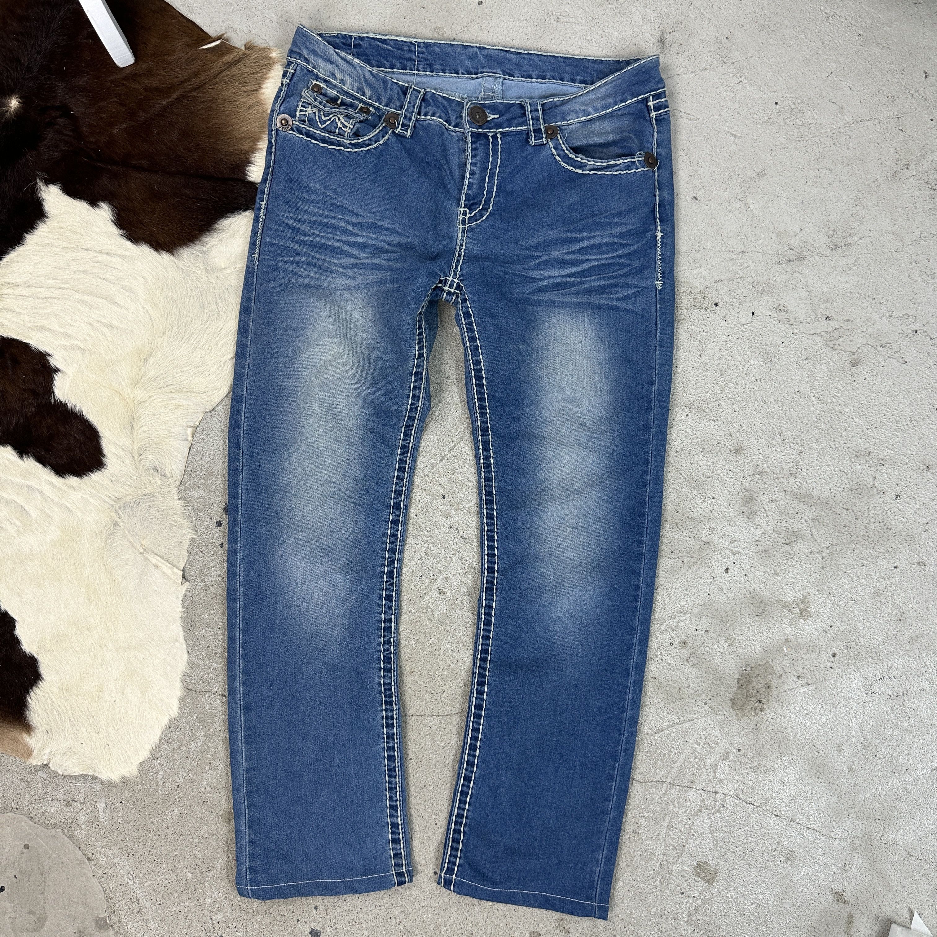 Vintage Vintage Denim Preppy Casual Contrast Stitch Jeans 00s Size 38" / US 16 / IT 52 - 5 Thumbnail