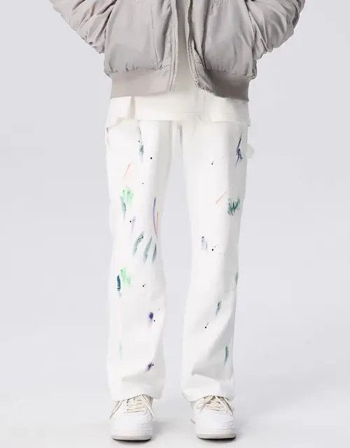 Jean Retro High Street Splashed Ink Straight Denim Trousers Size US 32 / EU 48 - 6 Thumbnail