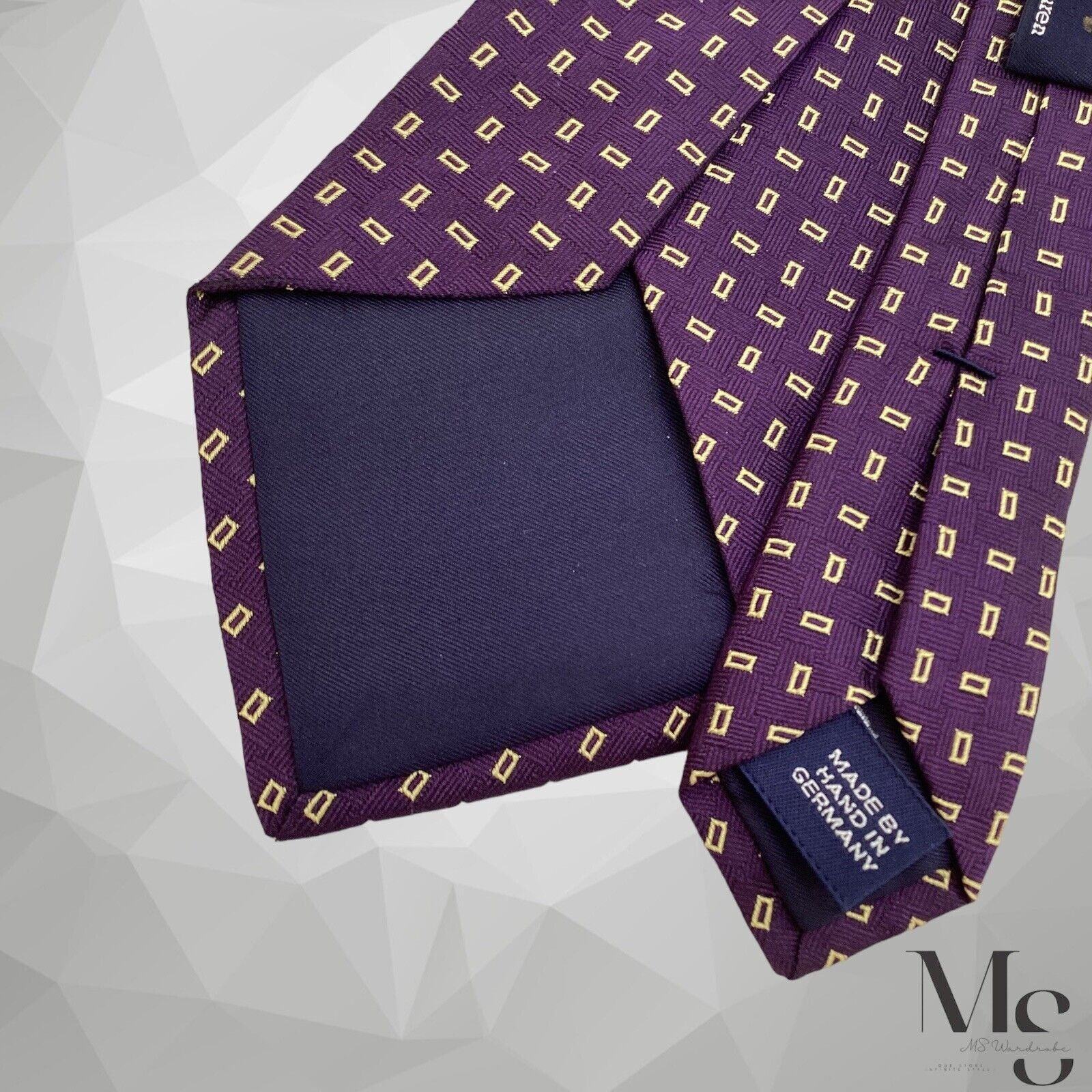 Polo Ralph Lauren POLO BY RALPH LAUREN Purple Geometric Tie Hand Made In Germa Size ONE SIZE - 6 Thumbnail
