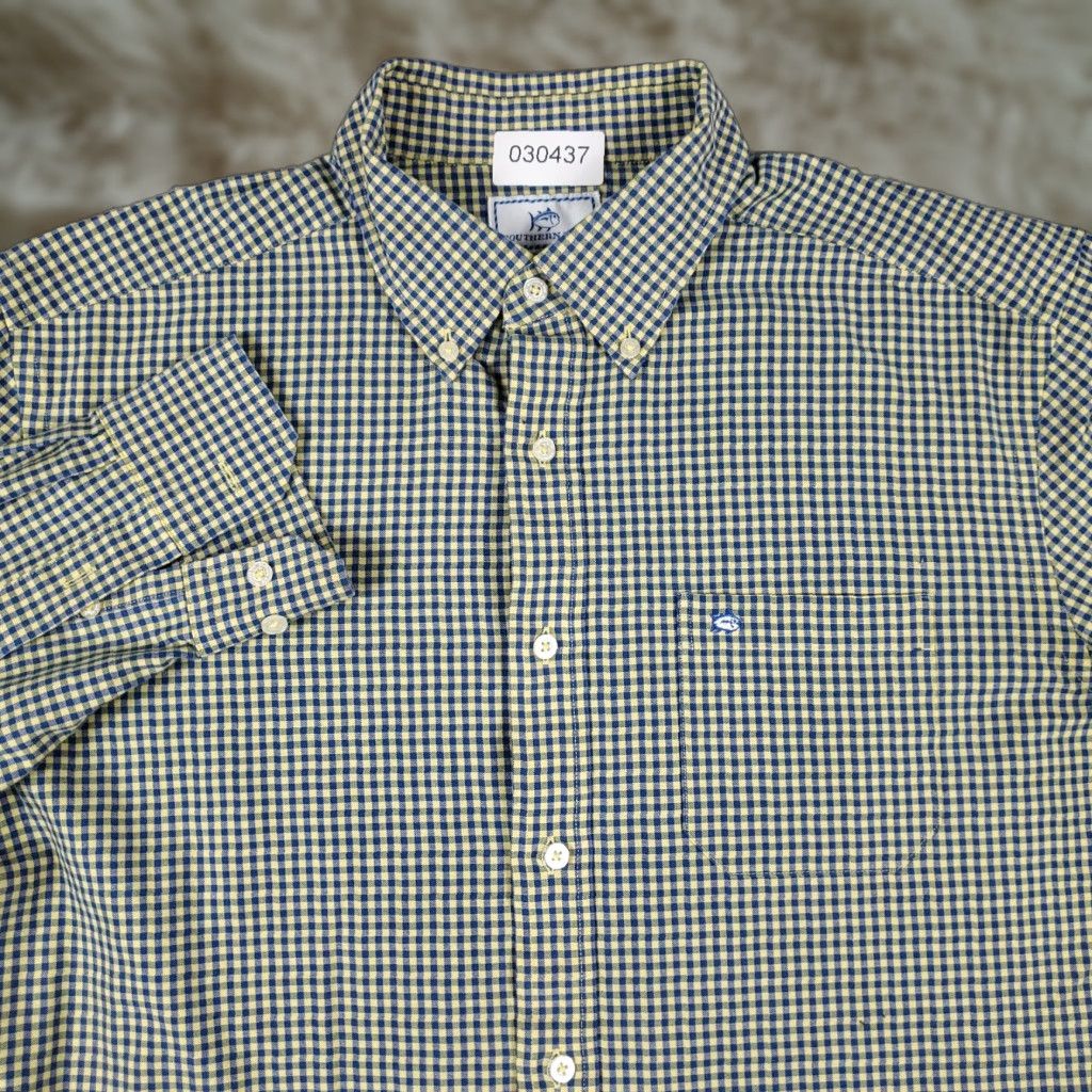 Southern Tide Southern Tide Button-Up Shirt Mens Large Blue Yellow Check Long Sleeve Size US L / EU 52-54 / 3 - 1 Thumbnail