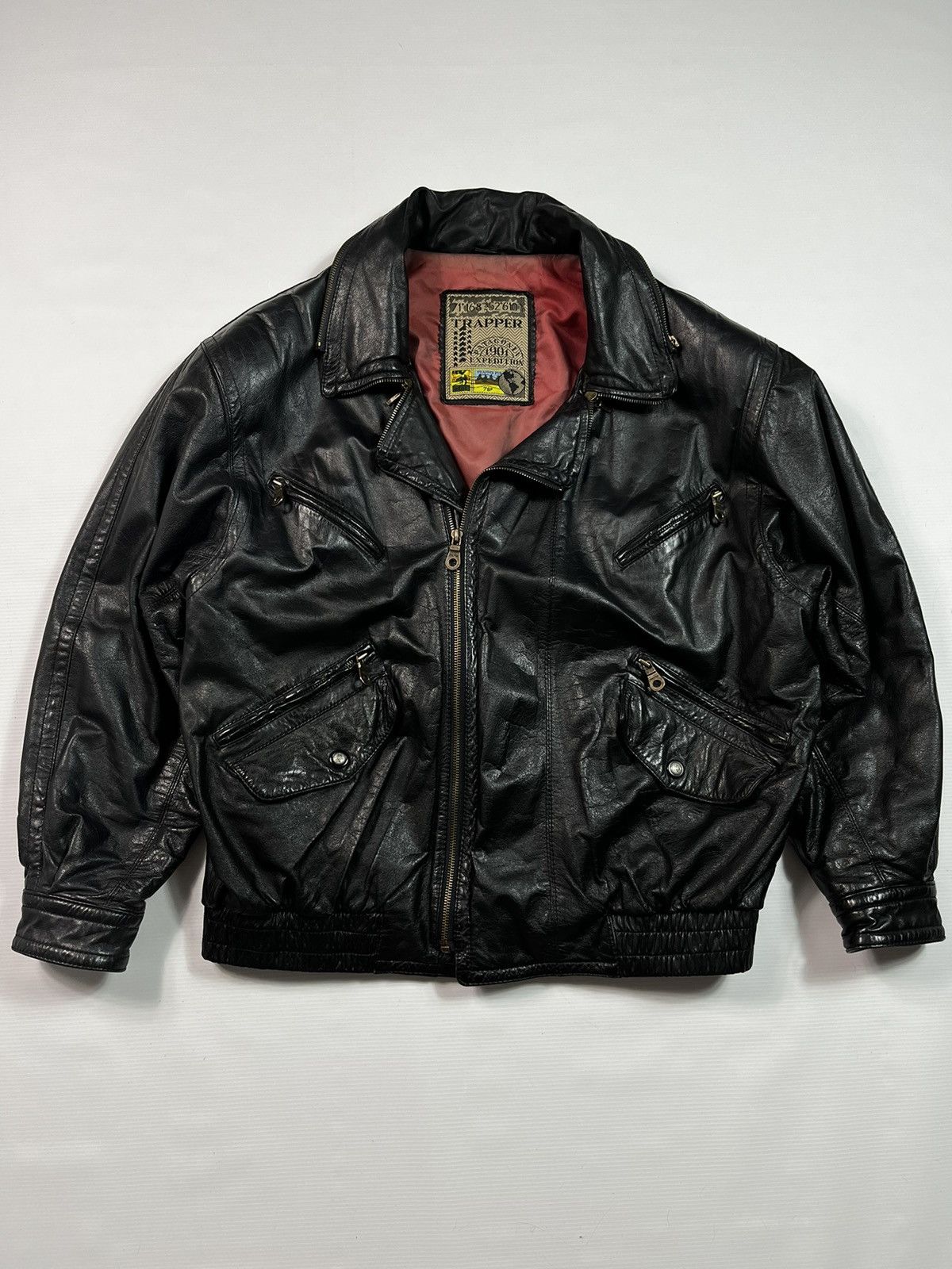 Vintage Vintage Leather Bomber Jacket Black FITPIC 90’s avant garde ...