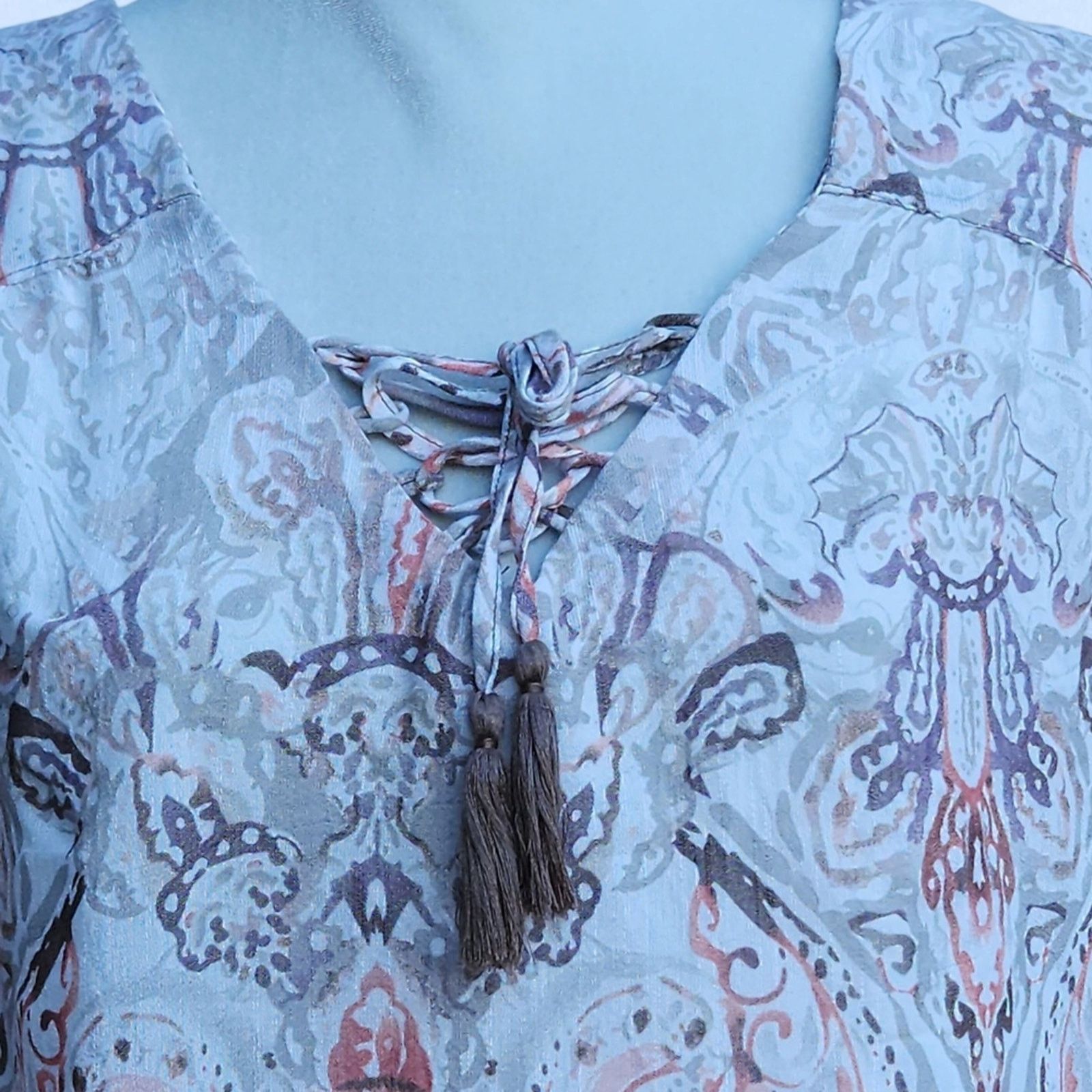 St. Johns Bay St Johns Bay 1X Tunic Coral Paisley Boho Relaxed 3/4 Sleeve Size XL / US 12-14 / IT 48-50 - 7 Thumbnail