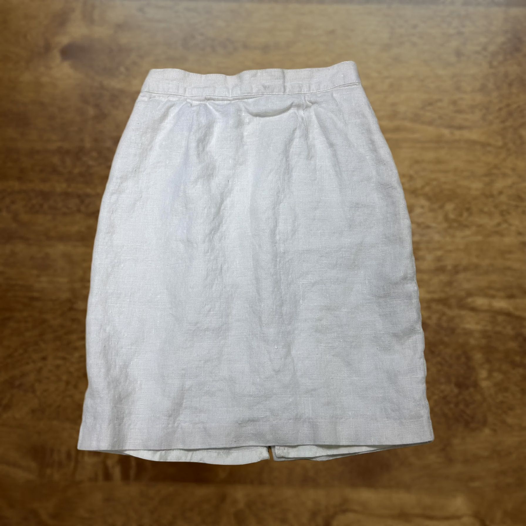 Vintage VINTAGE Tina Hagen Skirt Womens Small White Linen Pencil Knee Length USA Summer Size 28" / US 6 / IT 42 - 1 Thumbnail