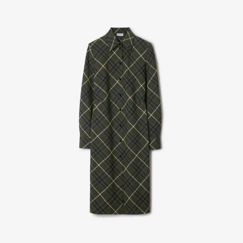 Burberry o1w1db10326 Check Wool Blend Shirt Dress in Multicolor Size L / US 10 / IT 46 - 1 Thumbnail