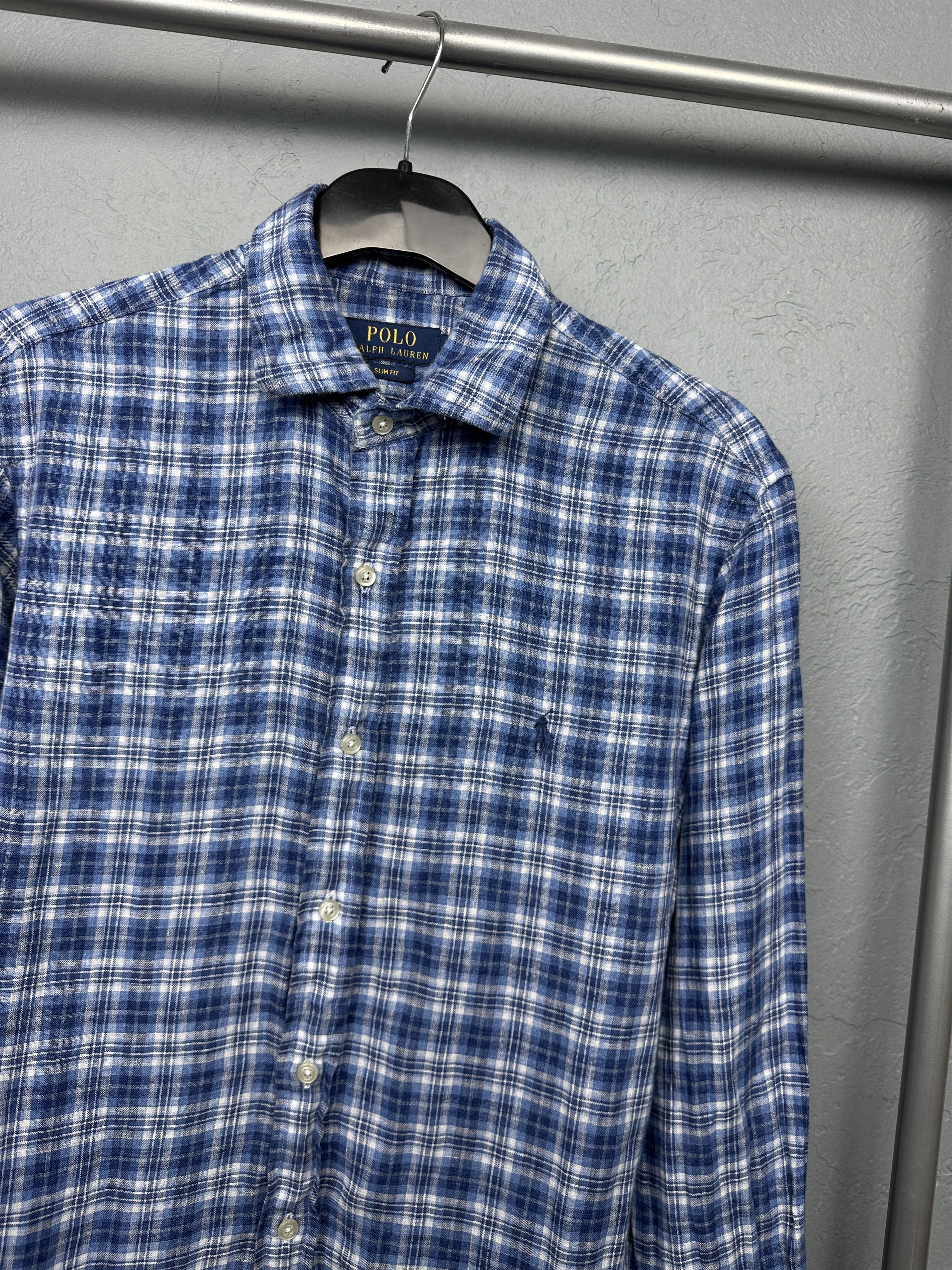 Polo Ralph Lauren × Ralph Lauren × Vintage Polo Ralph Lauren Mens LINEN Long Sleeve Shirt Y2K Size US S / EU 44-46 / 1 - 2 Thumbnail