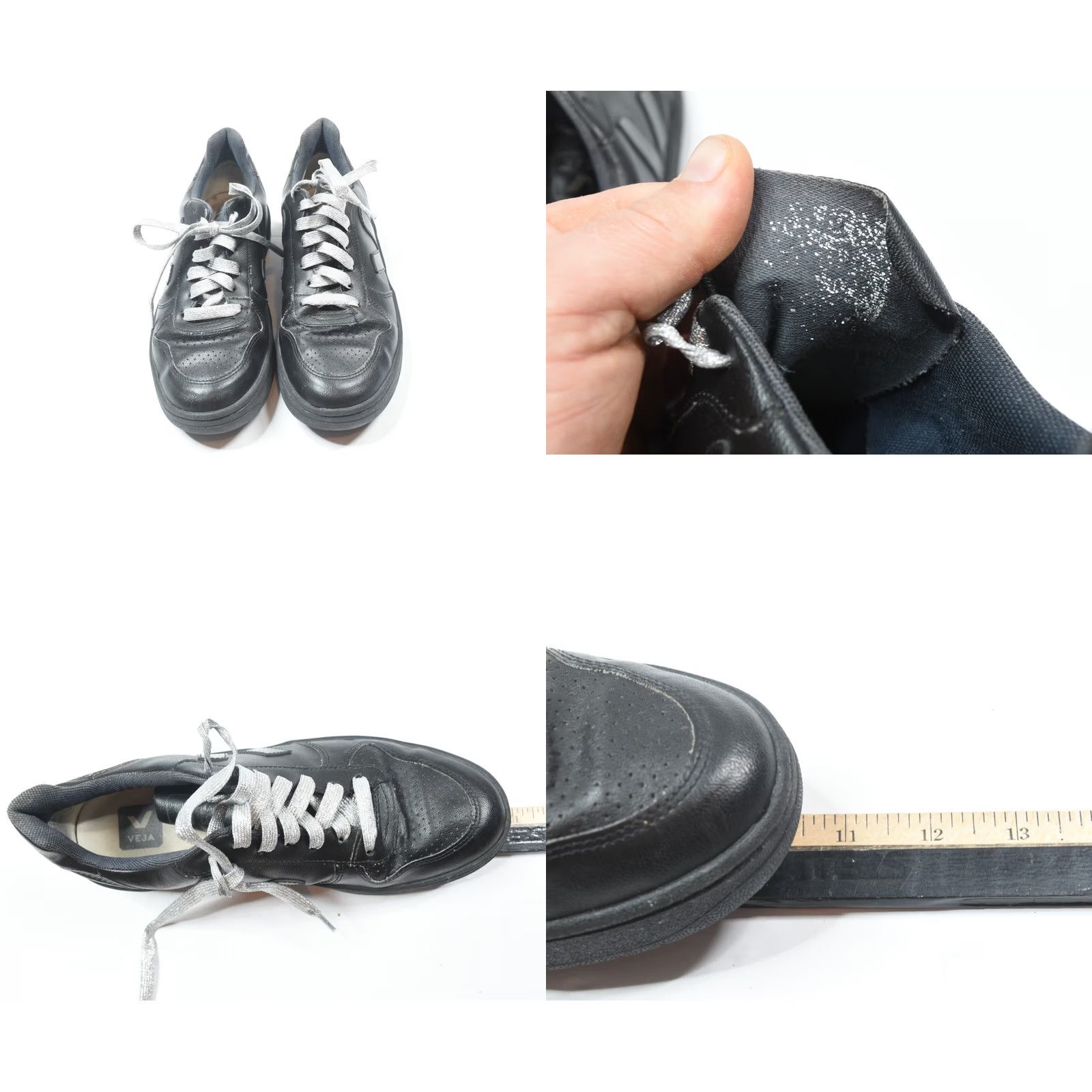 Veja VEJA V-10 Sneakers Women 7.5 Black Leather Lace Up Casual Sneaker Size US 8 / IT 38 - 8 Thumbnail