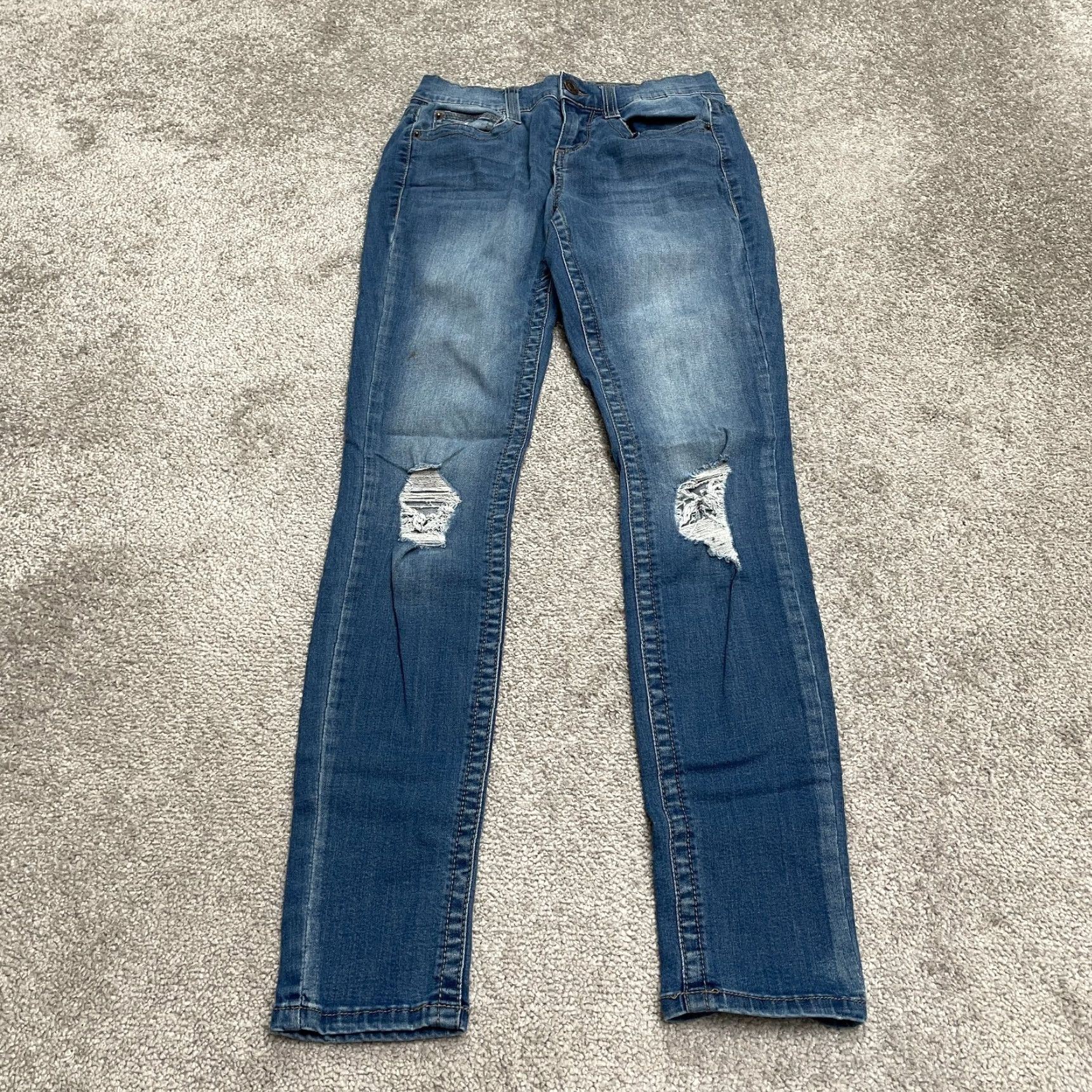 Vintage Mudd FLX Stretch Distressed Skinny Jeans Juniors 3 Blue Medium Wash 26x30 Size 26" / US 2 / IT 38 - 2 Thumbnail
