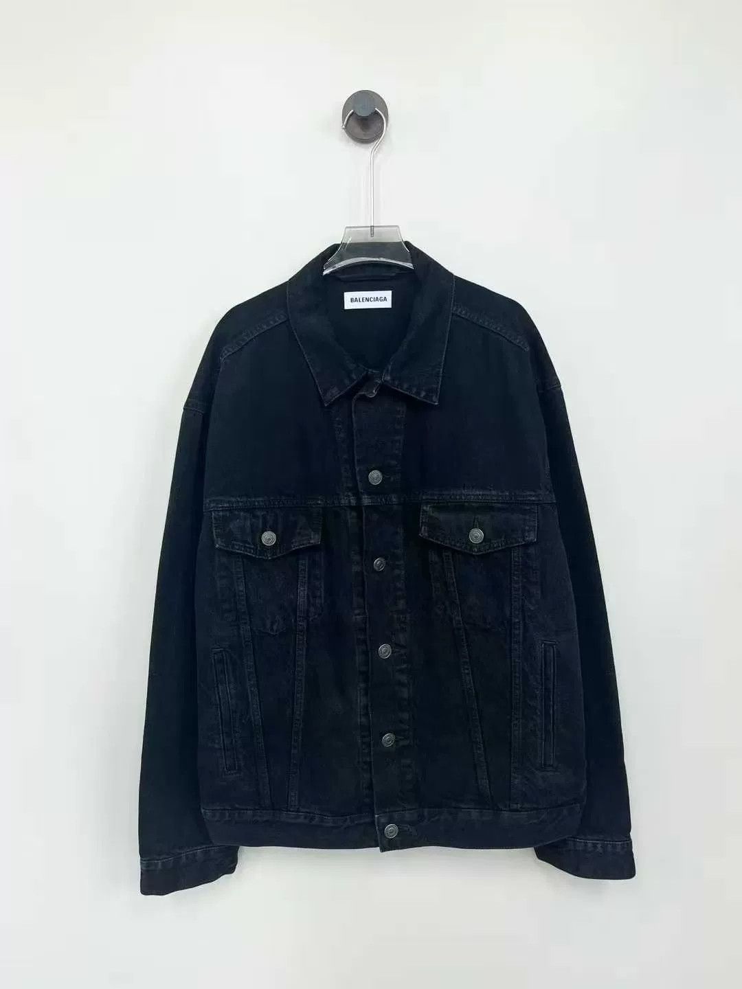 Balenciaga Washed Denim Jacket with Rhinestones