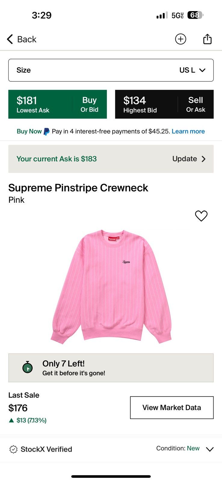 Supreme Supreme SS24 Pinstripe Crewneck Pink | Grailed