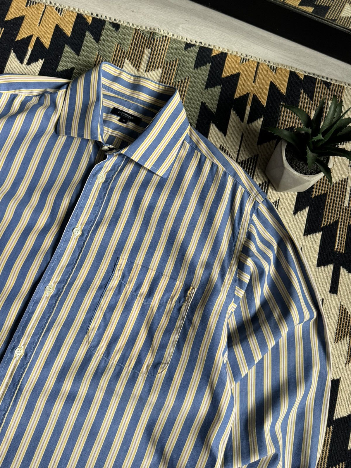 Burberry Vintage Burberry Stripped Button Up Shirt Size US XL / EU 56 / 4 - 5 Thumbnail