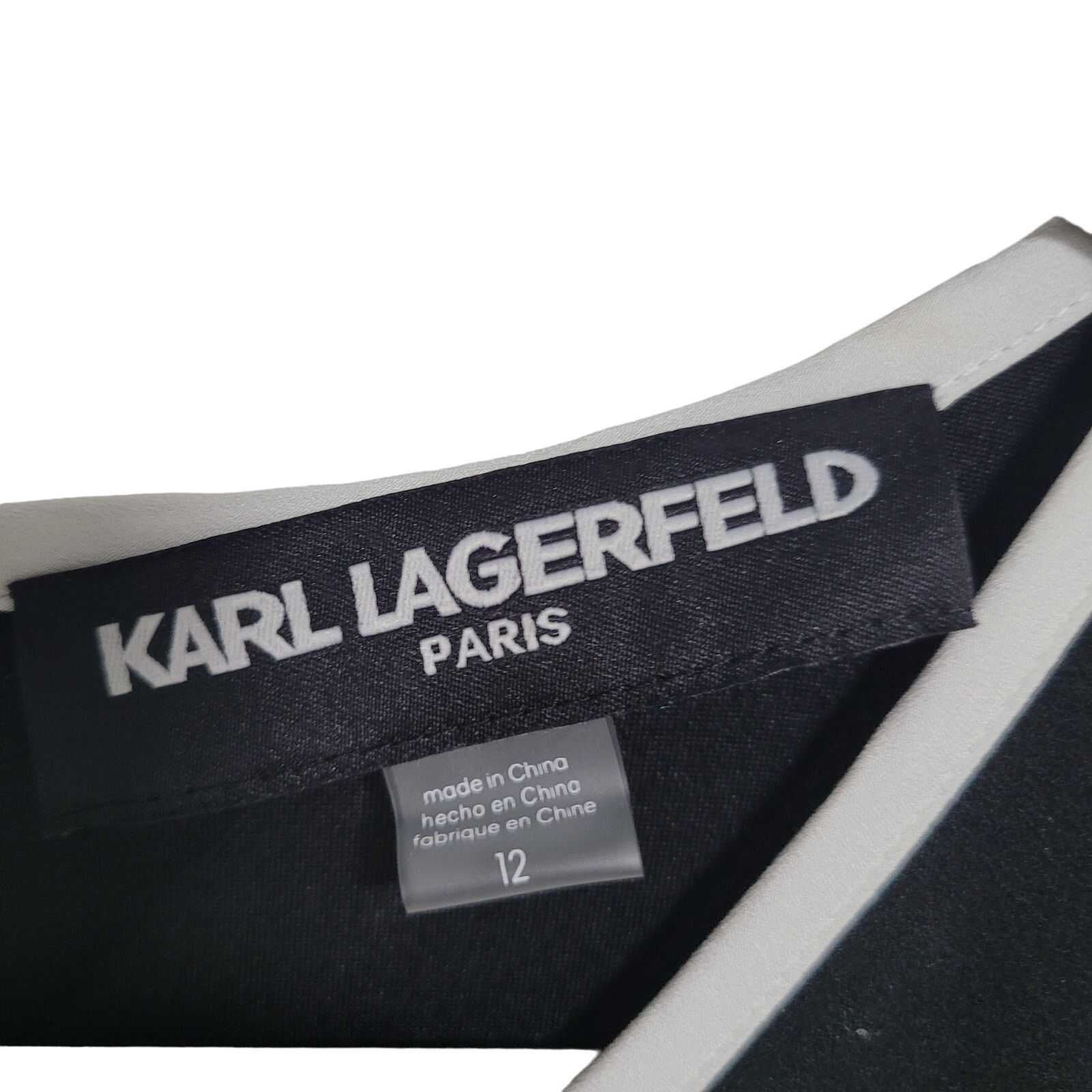 Karl Lagerfeld NWT Karl Lagerfeld Black White Crepe A-Line Dress Size 12 Size XL / US 12-14 / IT 48-50 - 7 Thumbnail