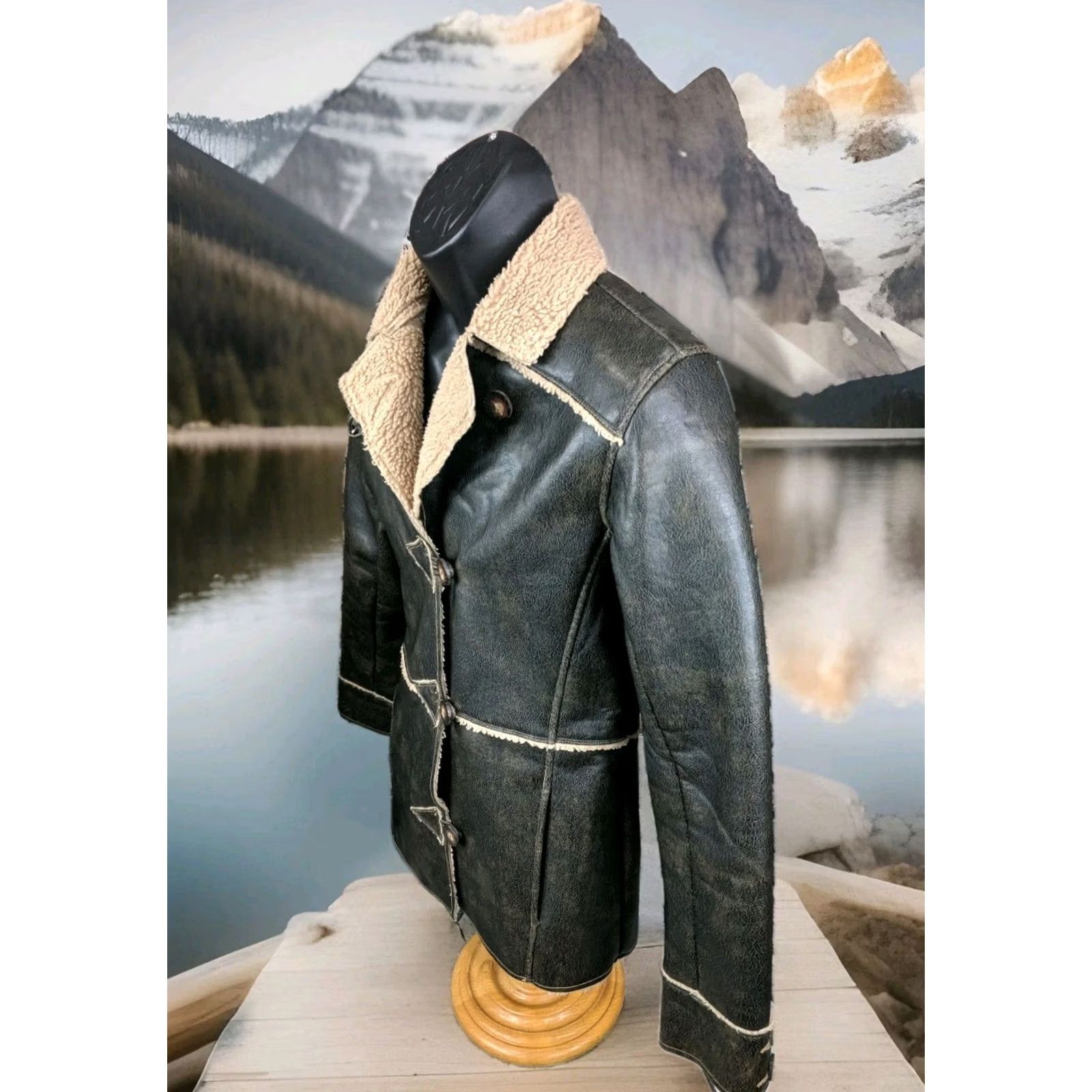Silver Jeans Co. Silver Jeans Western Glove Brown Faux Leather Shearling Jacket Women Medium Size 32" / US 10 / IT 46 - 4 Thumbnail