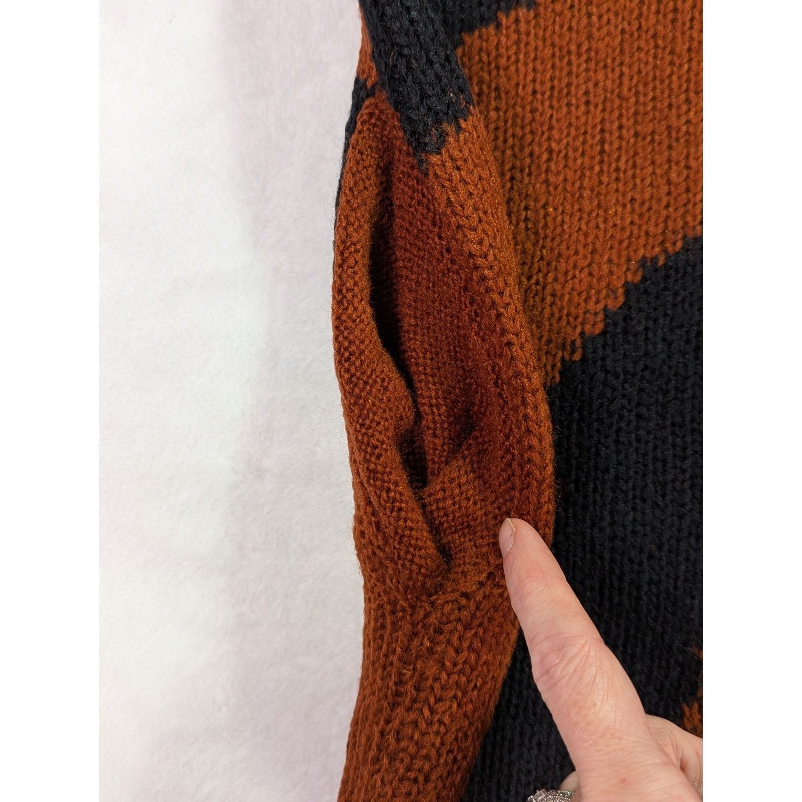 Other Maurada Sz Large Burnt Orange/Black Long/Maxi Knit Cartigan Size L / US 10 / IT 46 - 7 Thumbnail