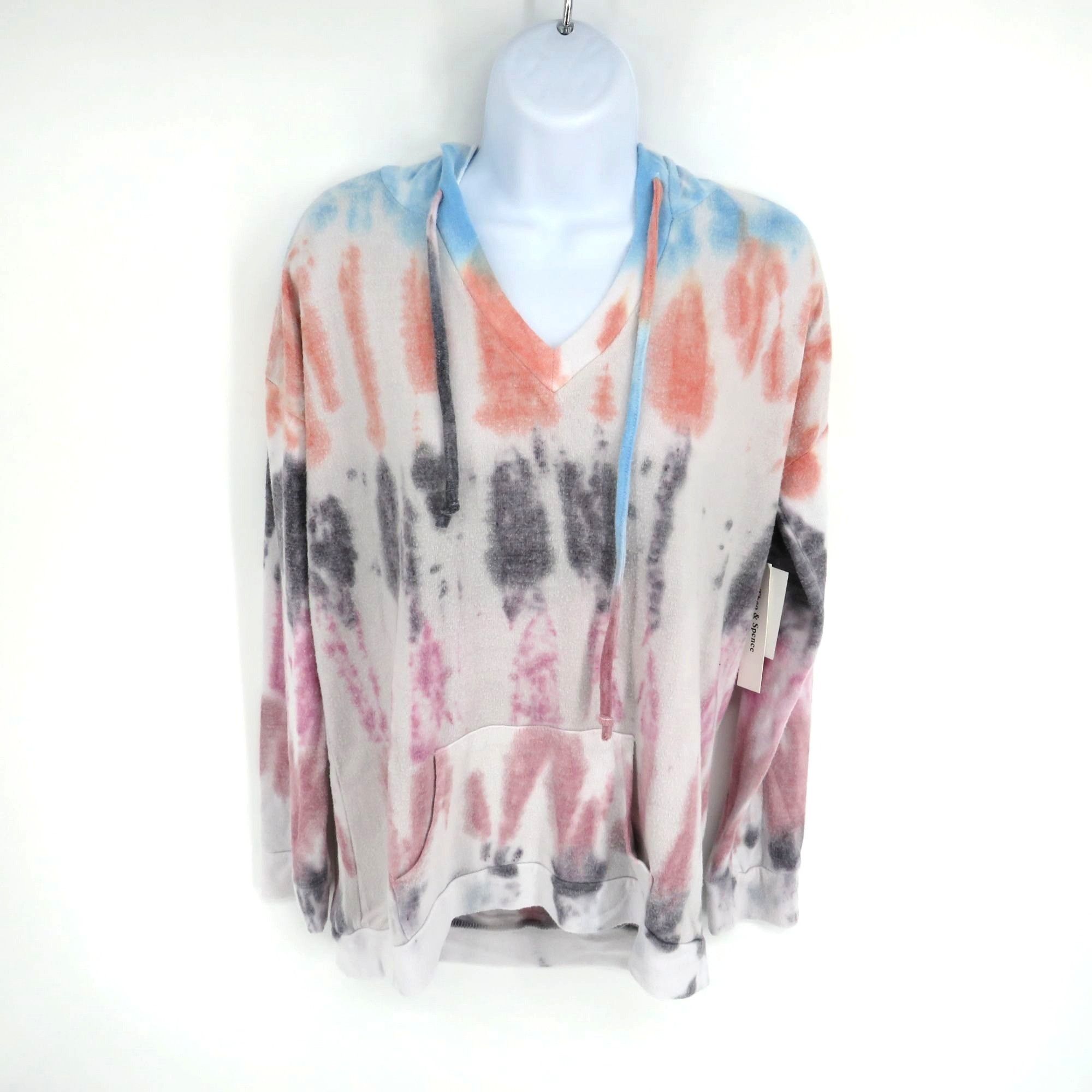 Other Theo & Spence Tie-Dye Hooded Top Kangaroo Pocket Small NWT $ Size S / US 4 / IT 40 - 1 Thumbnail