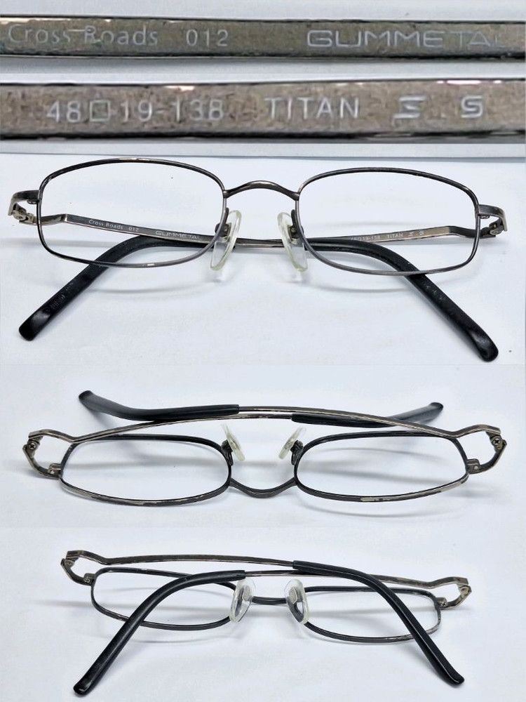 Other VINTAGE Cross Roads by Sanko Kogaku GUMMETAL Glasses Frame Size ONE SIZE - 3 Thumbnail