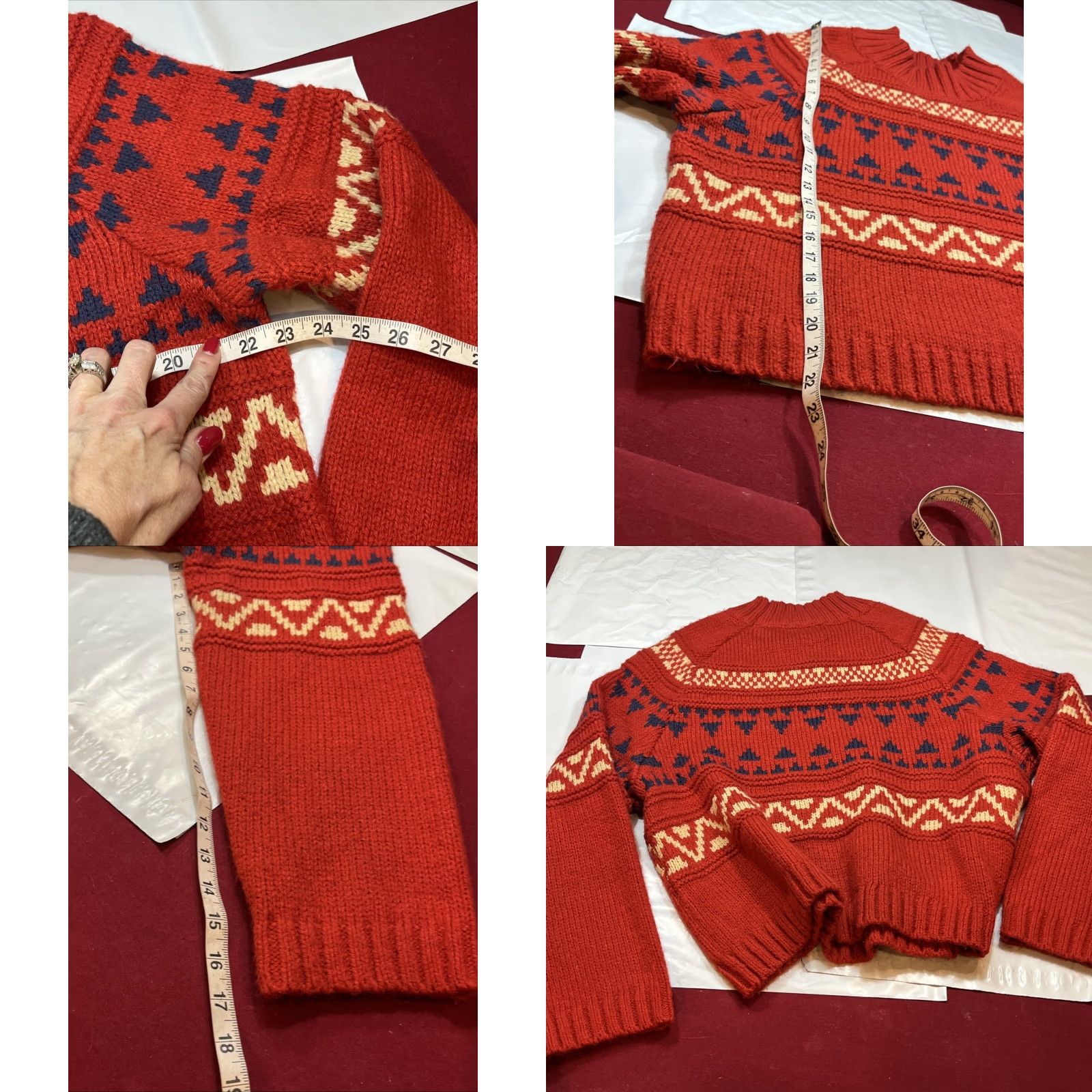 Vintage Universal Thread Sweater Shirt Ladies 2XL Rust Red Fair Isle Chunky Knit Boxy Pullover Oversized Women’s Size XXL / US 16-18 / IT 52-54 - 9 Thumbnail
