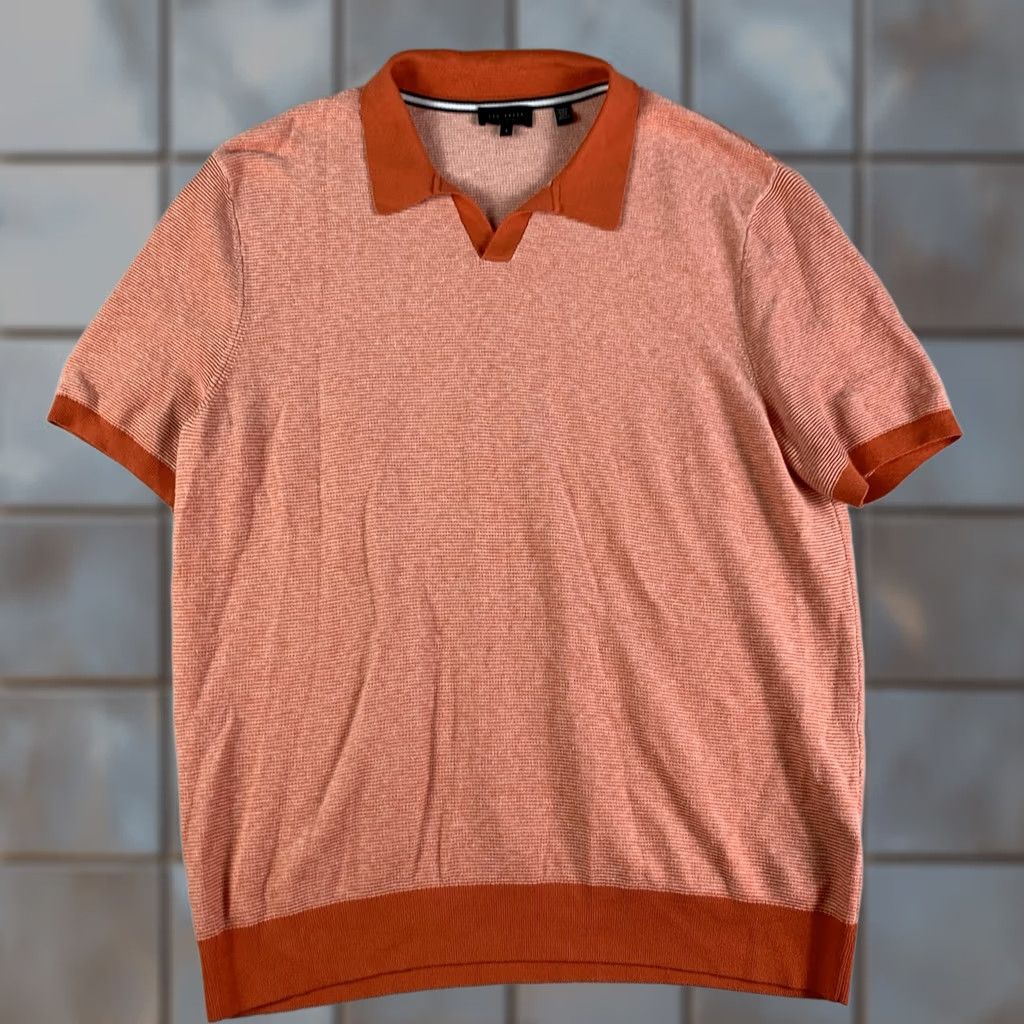 Ted Baker Ted Baker Sport Polo Shirt - Small Orange Short Sleeve Stripe Size US S / EU 44-46 / 1 - 1 Thumbnail