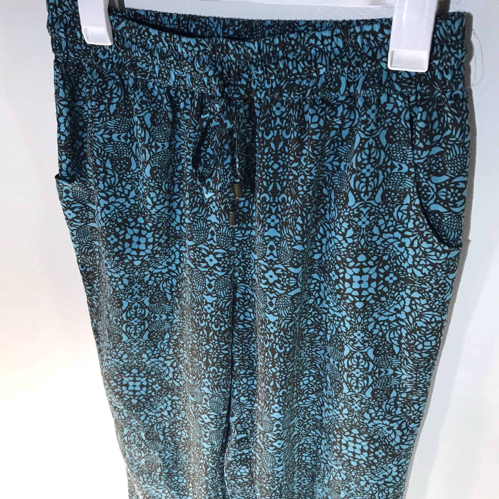Coldwater Creek Coldwater Creek Teal/Brown Floral Geometric Drawstring Pants Womens Size S/8 Ankle Casual Lightweight Size 28" / US 6 / IT 42 - 2 Thumbnail